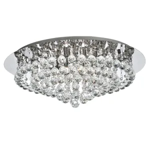 3408-8CC Hanna Chrome Crystal Balls 8 Light Flush Light