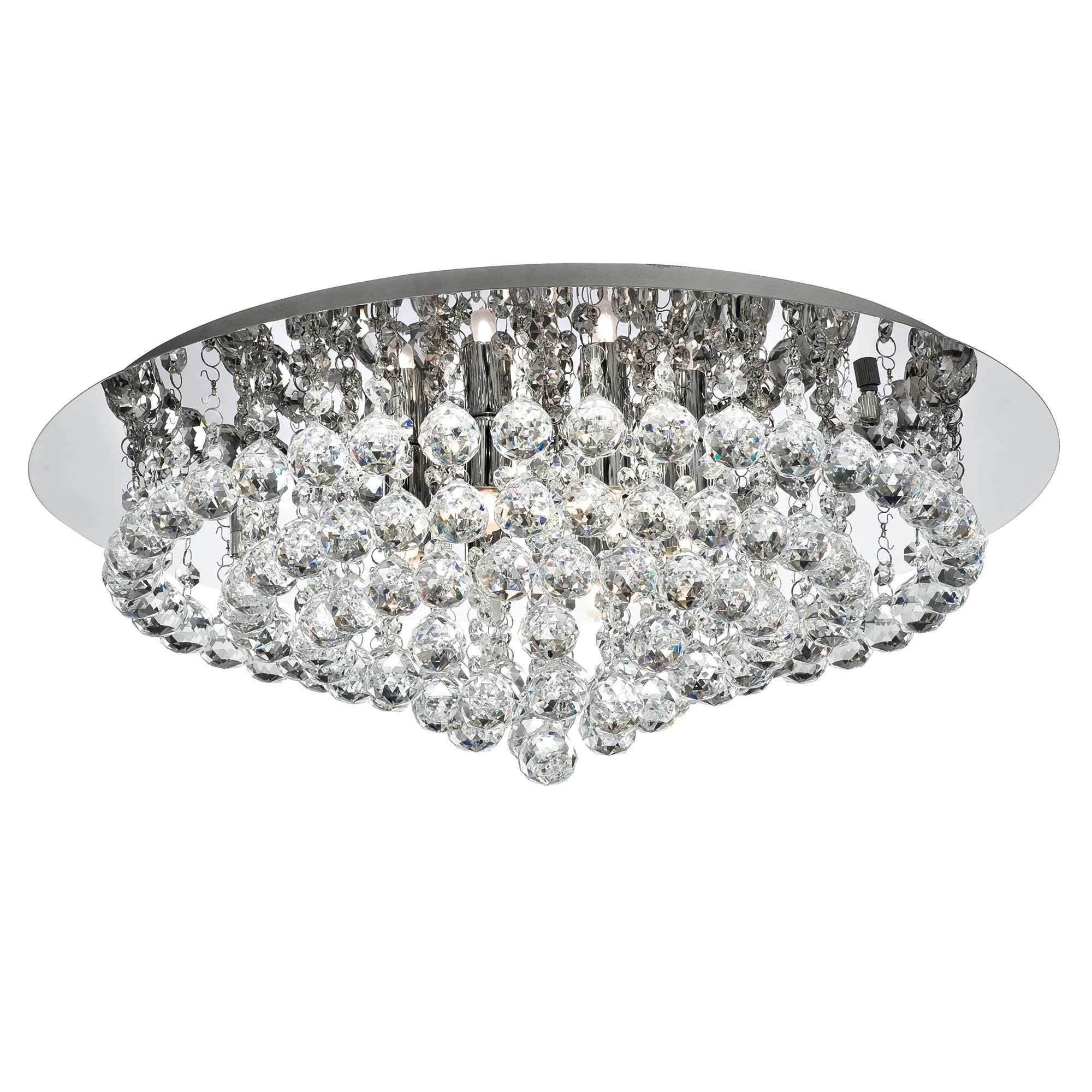 3408-8CC Hanna Chrome Crystal Balls 8 Light Flush Light