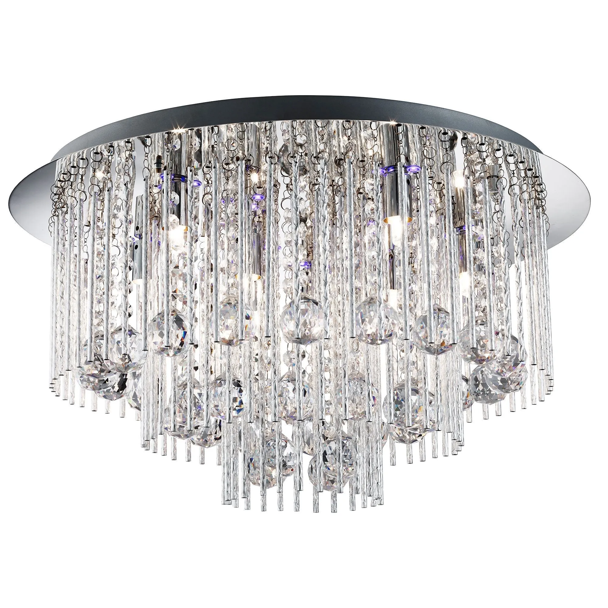 9198-8CC Beatrix Chrome Blue LED 8 Light Flush Light