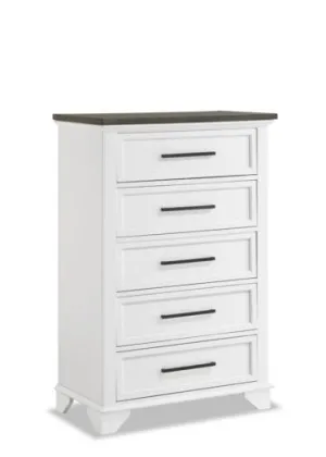 Abigail 5-Drawer Chest - White and Grey