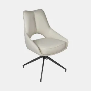 Alba - Swivel Dining Chair In Beige PU