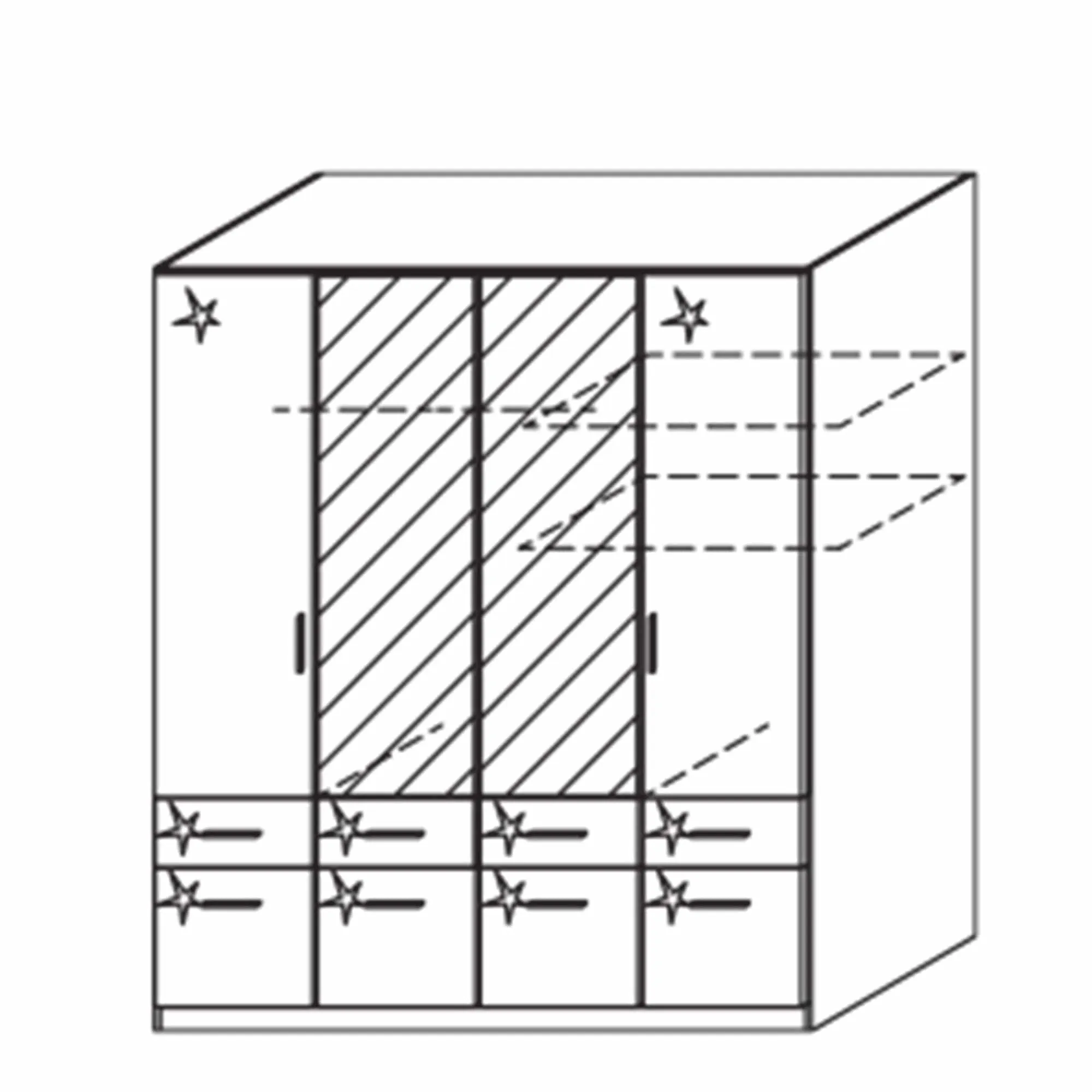 Amalfi - Mirrored Combi Wardrobe