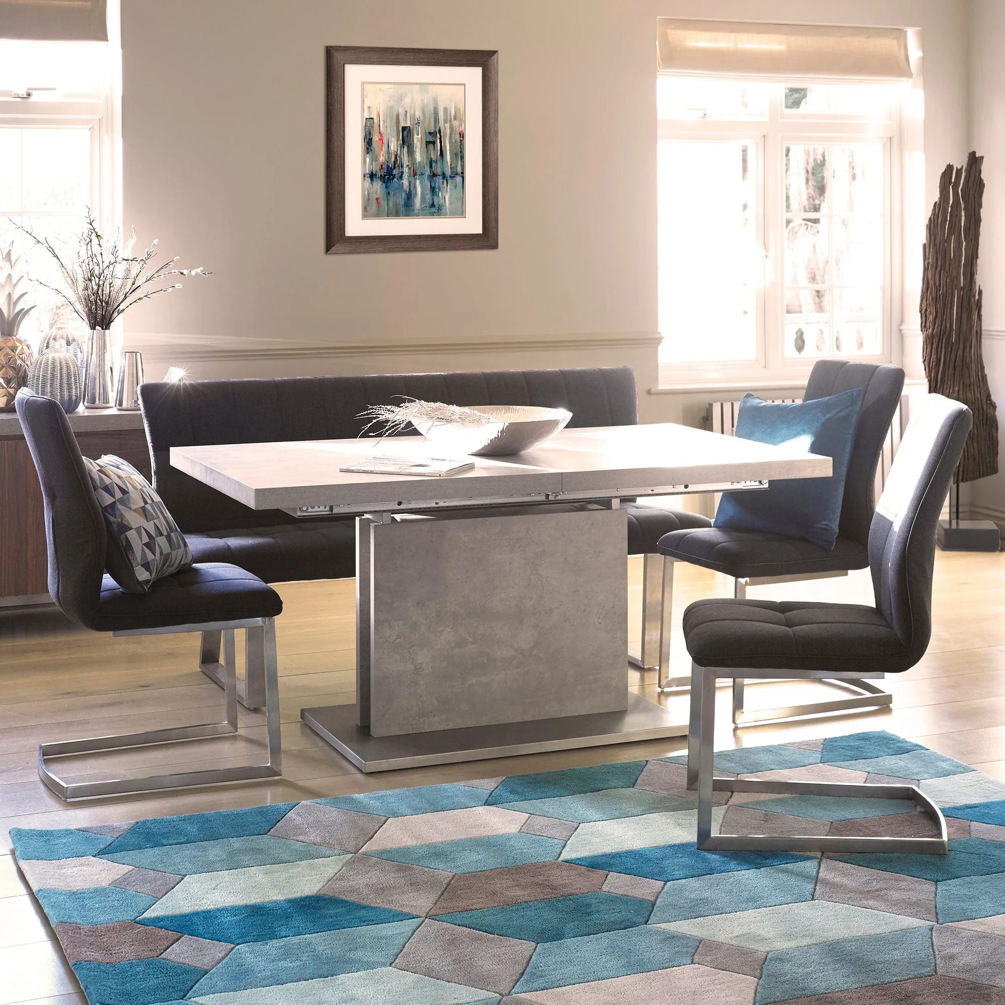 Amarna - 160cm Extending Dining Table In Concrete Effect