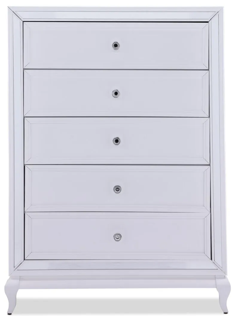 Arctic Ice 5 Drawer Chest - White