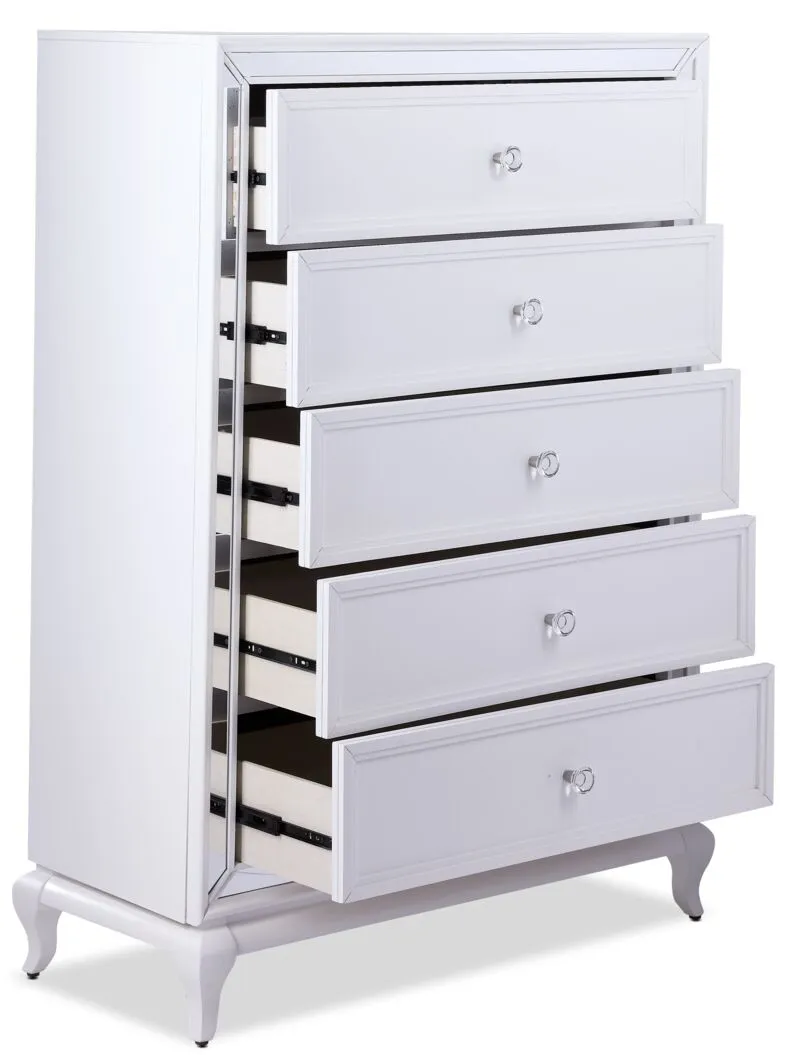 Arctic Ice 5 Drawer Chest - White
