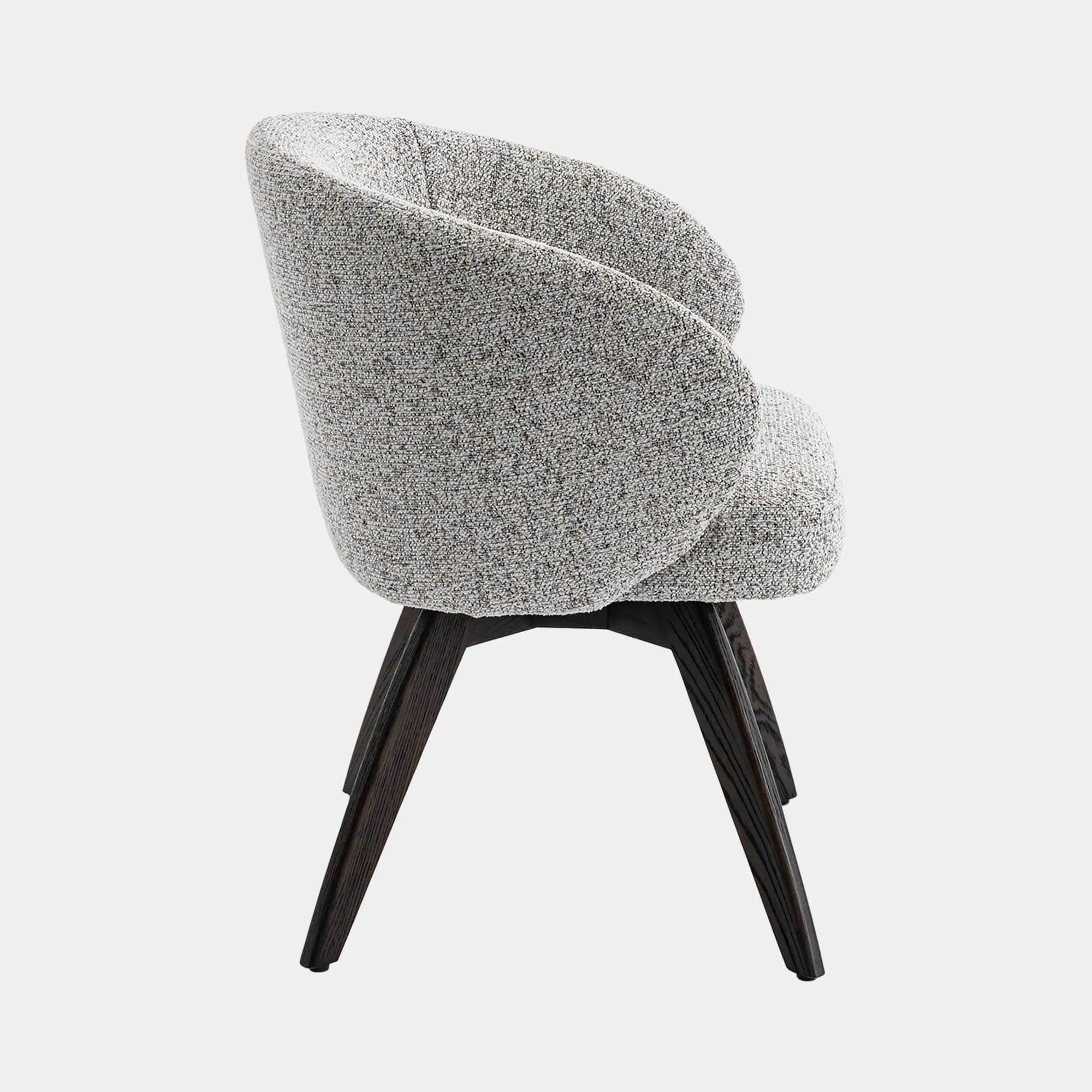 Augusta - Swivel Dining Chair In Grey Fabric With Dark Oak Leg
