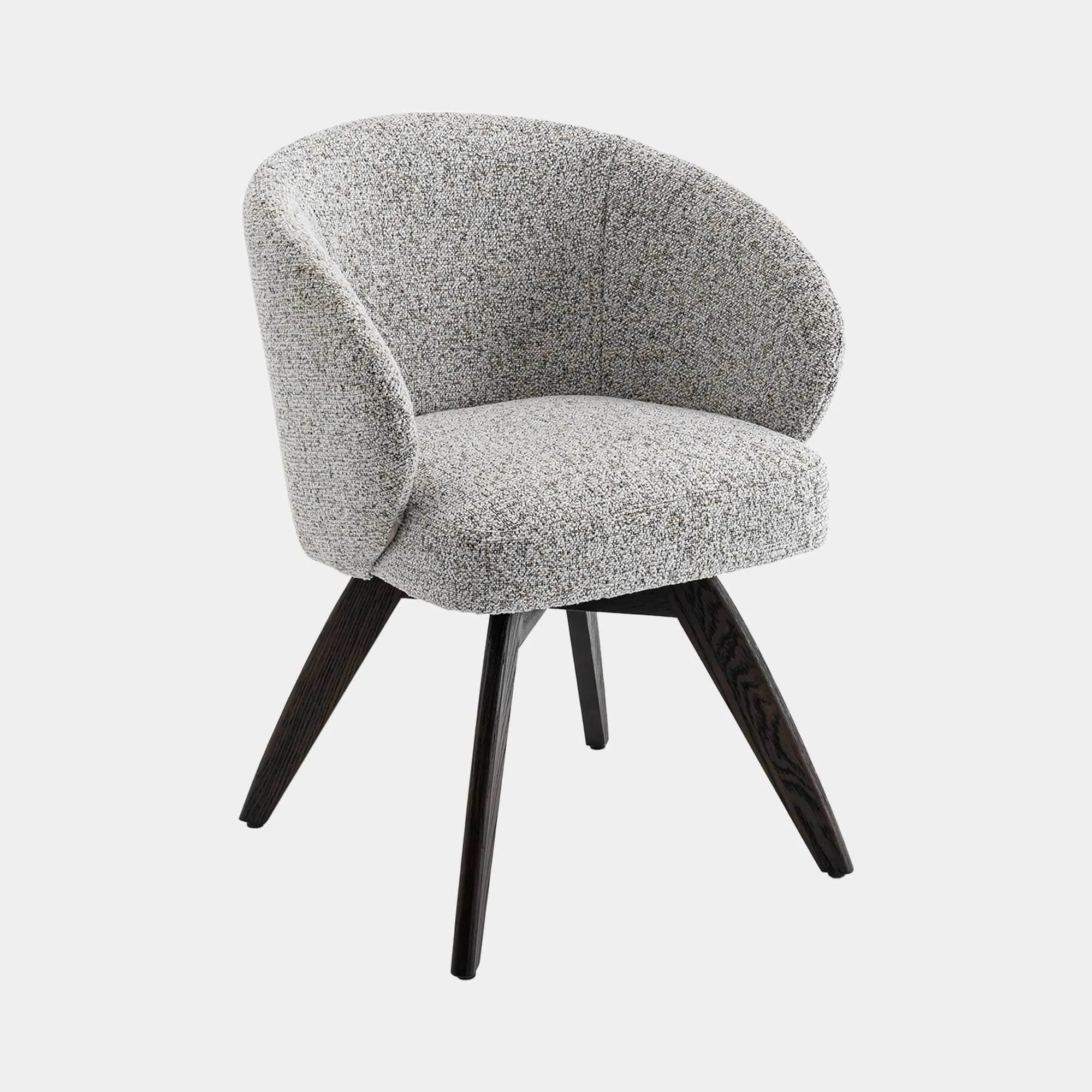 Augusta - Swivel Dining Chair In Grey Fabric With Dark Oak Leg