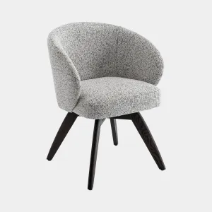 Augusta - Swivel Dining Chair In Grey Fabric With Dark Oak Leg