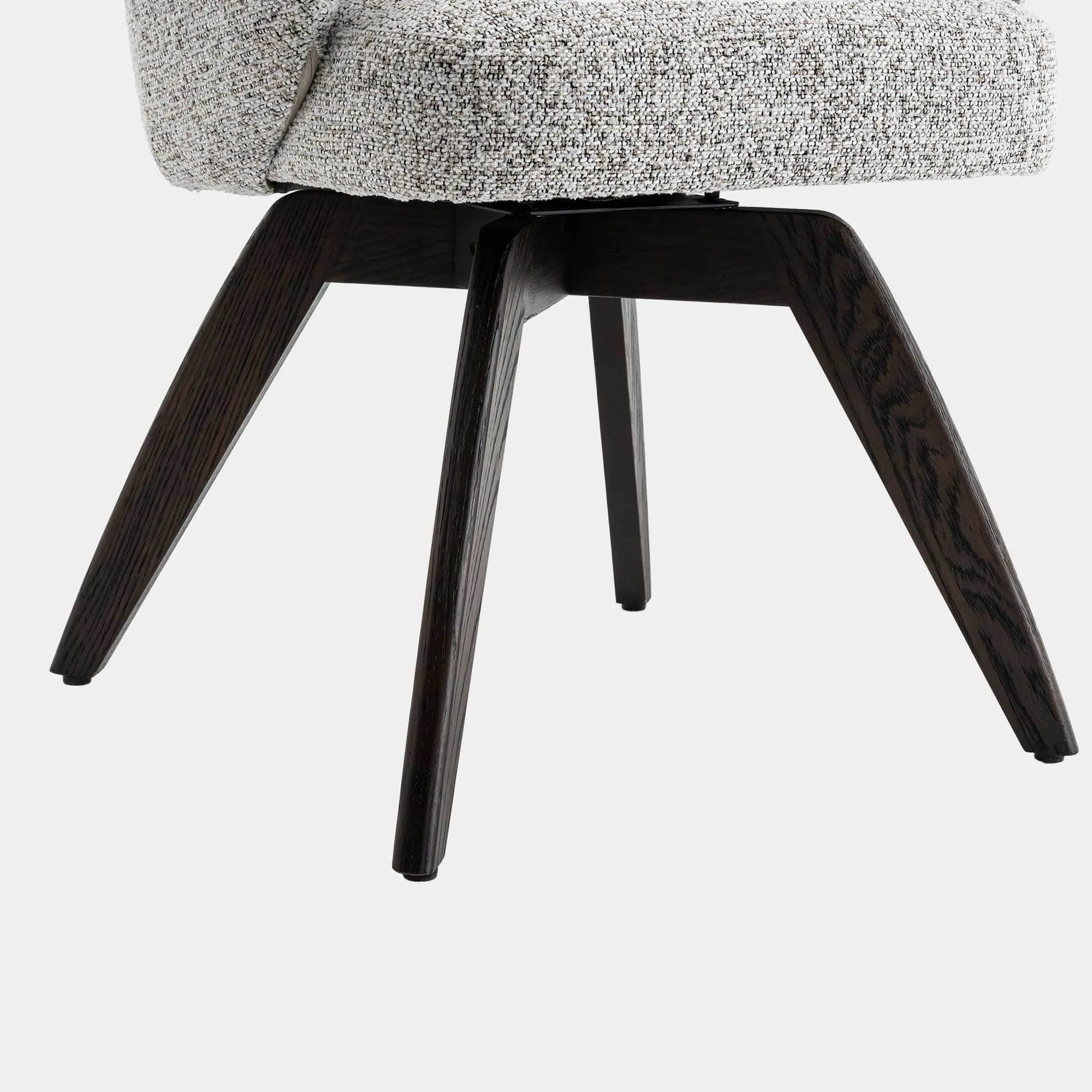 Augusta - Swivel Dining Chair In Grey Fabric With Dark Oak Leg