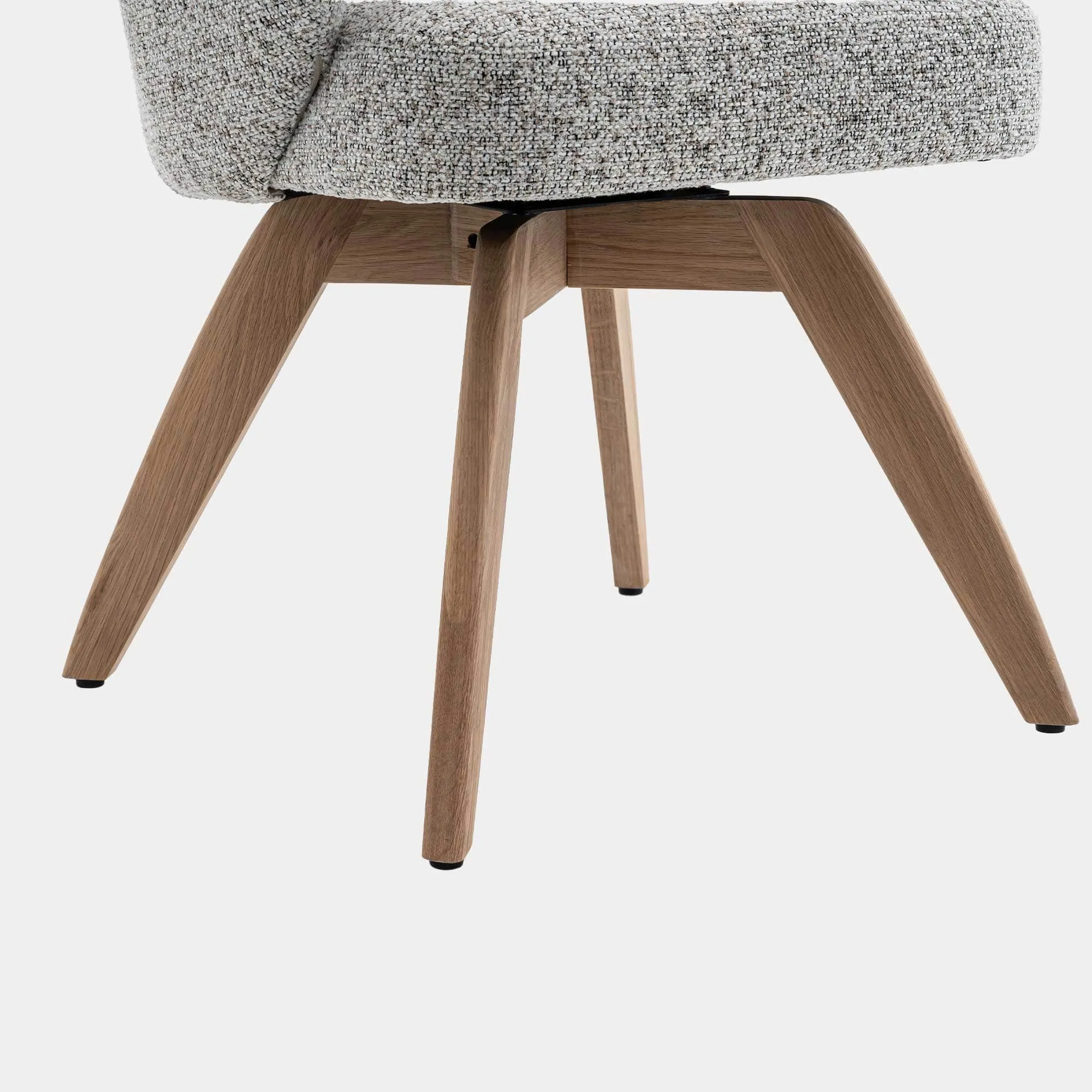 Augusta - Swivel Dining Chair In Grey Fabric With Natural Oak Leg