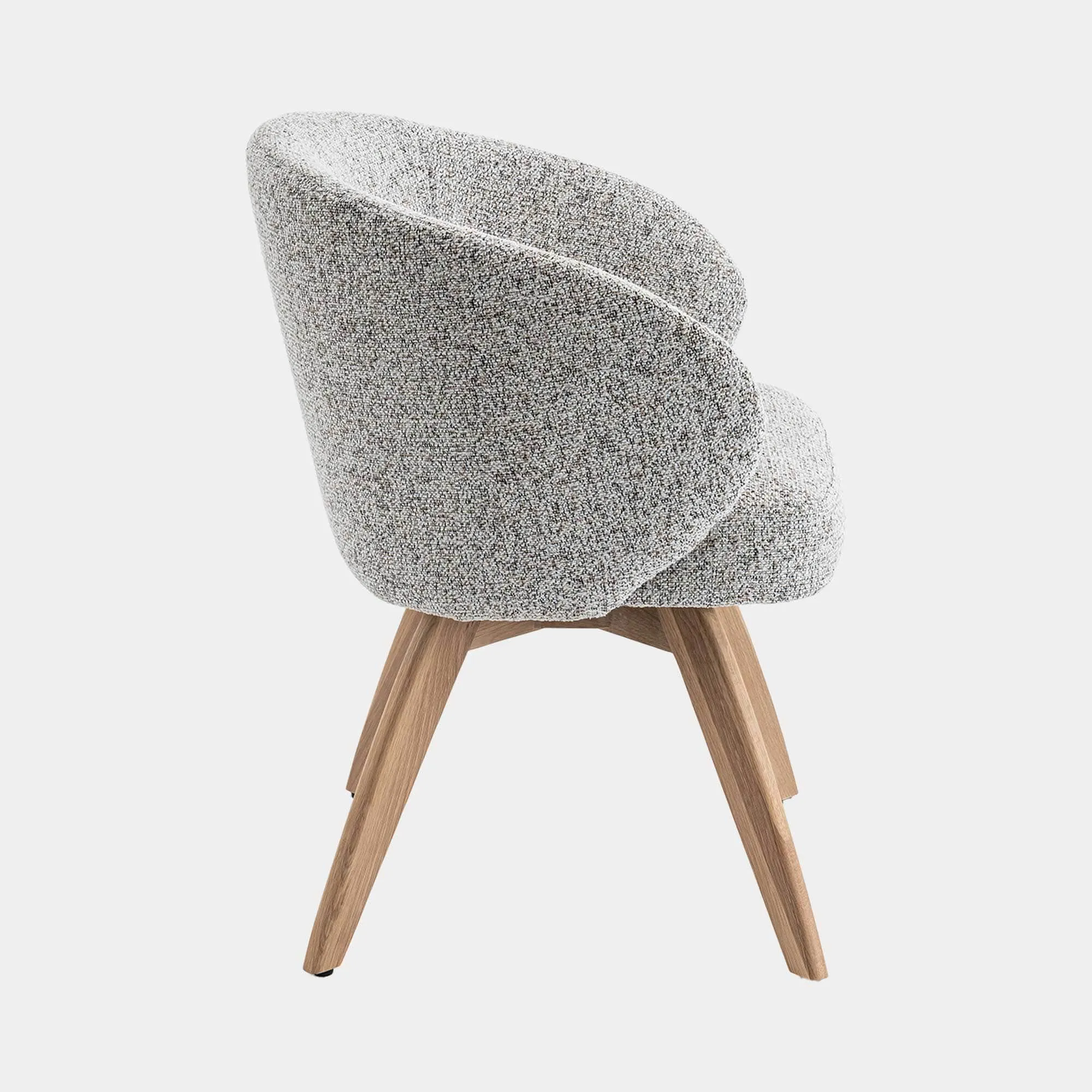 Augusta - Swivel Dining Chair In Grey Fabric With Natural Oak Leg