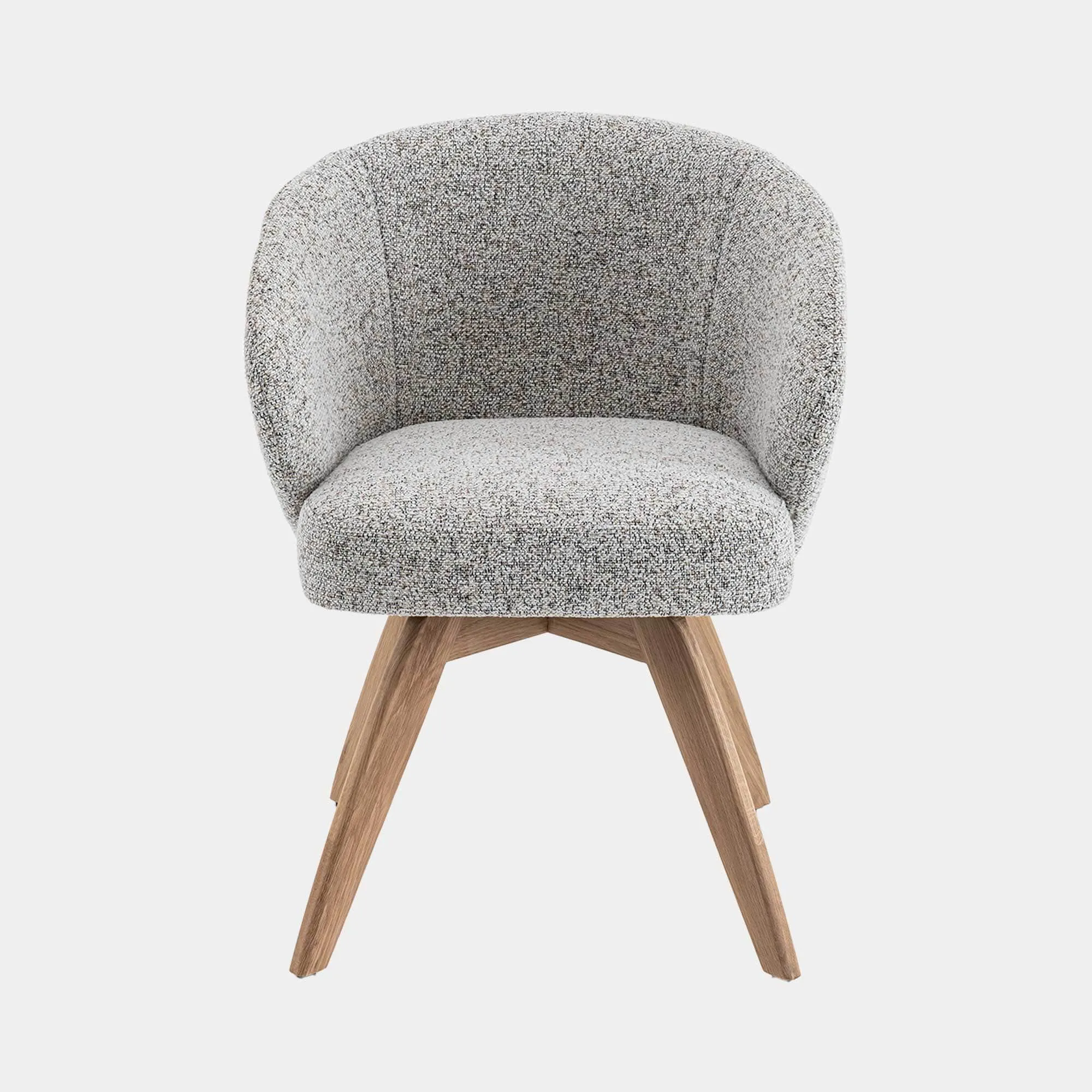 Augusta - Swivel Dining Chair In Grey Fabric With Natural Oak Leg