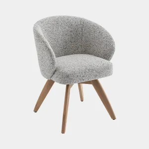 Augusta - Swivel Dining Chair In Grey Fabric With Natural Oak Leg