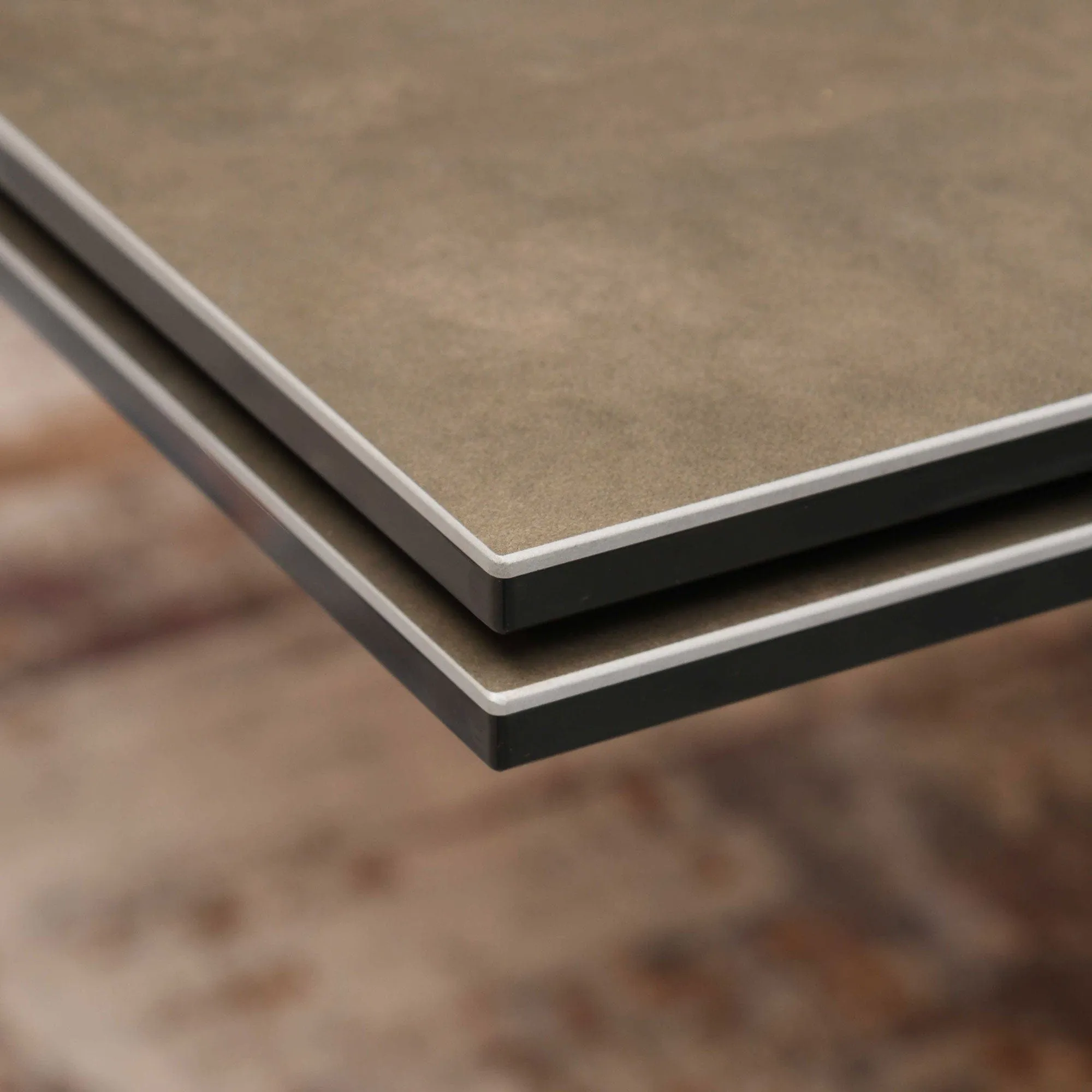 Bergamo - 200cm Extending Dining Table In Taupe Brown Ceramic