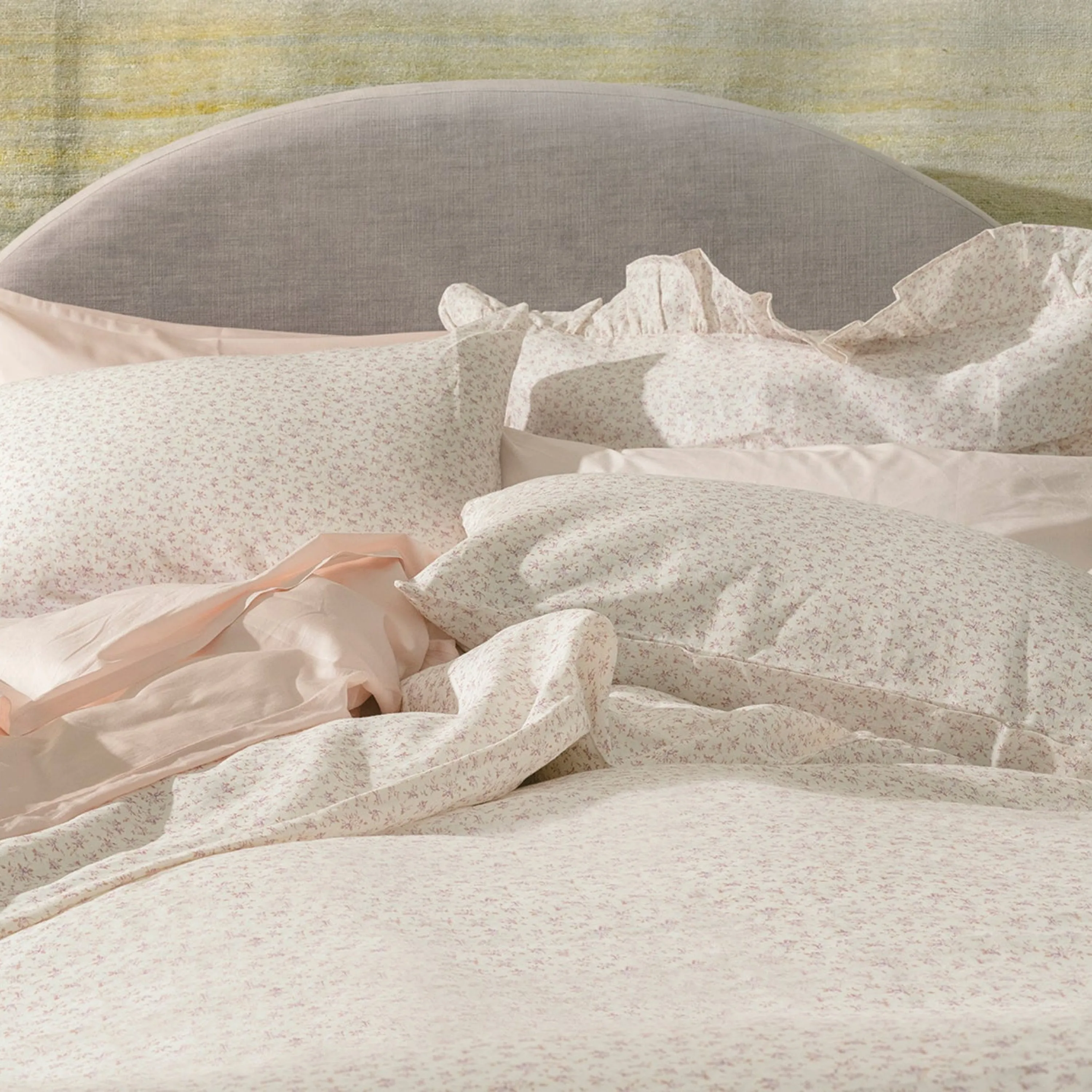 Blossom Floral Linen Ruffle Sham Pair