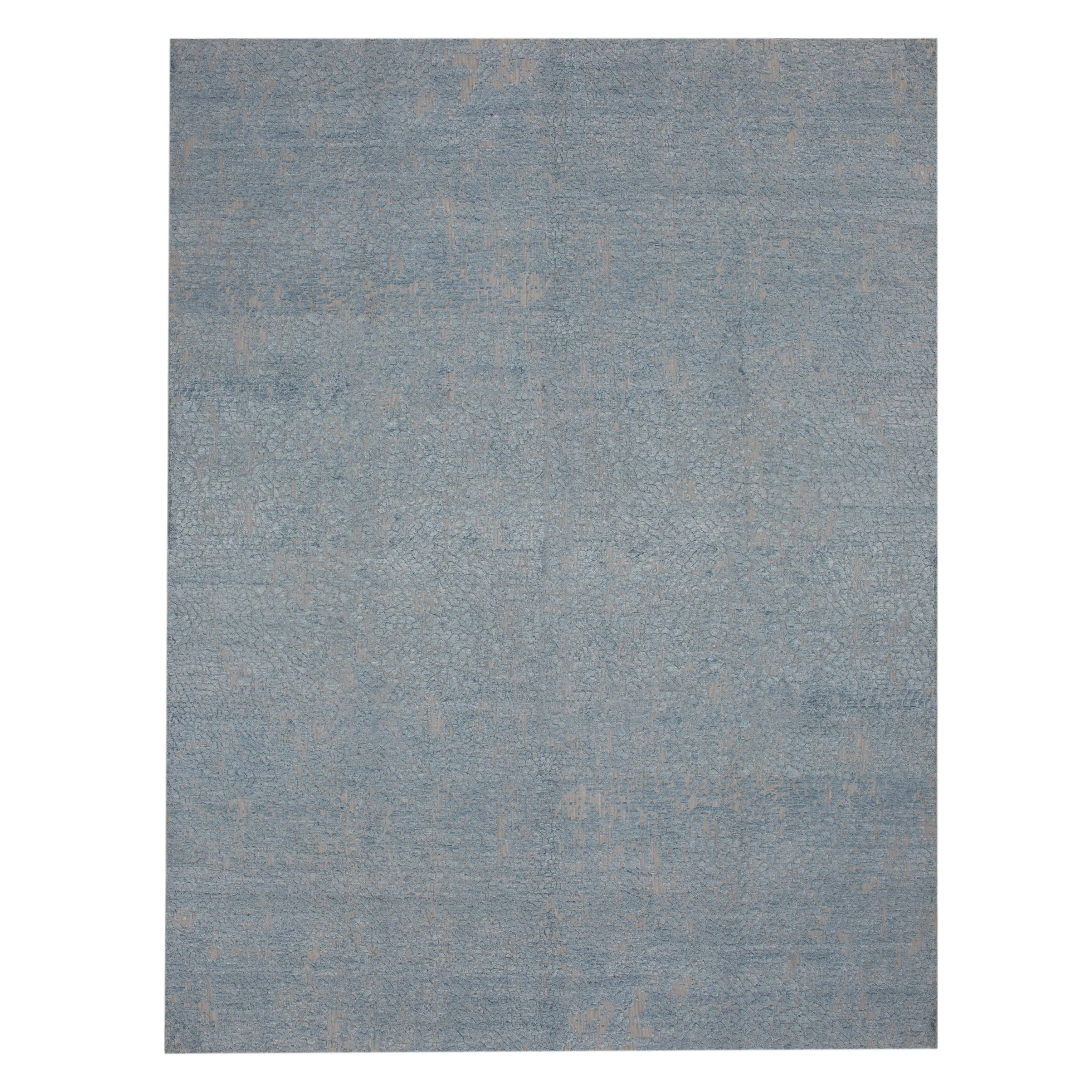 Blue Modern Wool Rug - 9'1" x 11'10"