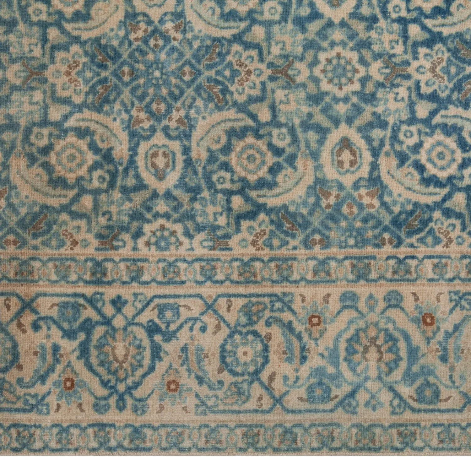 Blue Sabideh Traditional Turkish Vintage Rug - 4'5" x 6'6"