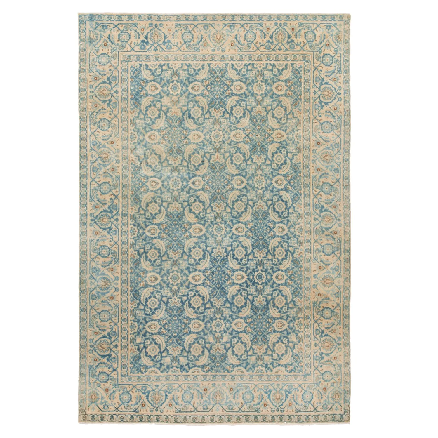 Blue Sabideh Traditional Turkish Vintage Rug - 4'5" x 6'6"