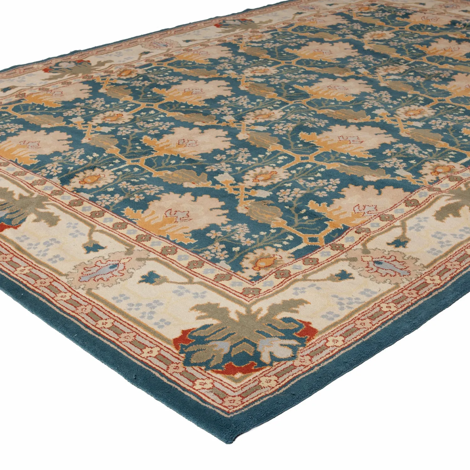 Blue Traditional Wool Rug - 9' x 12'7"