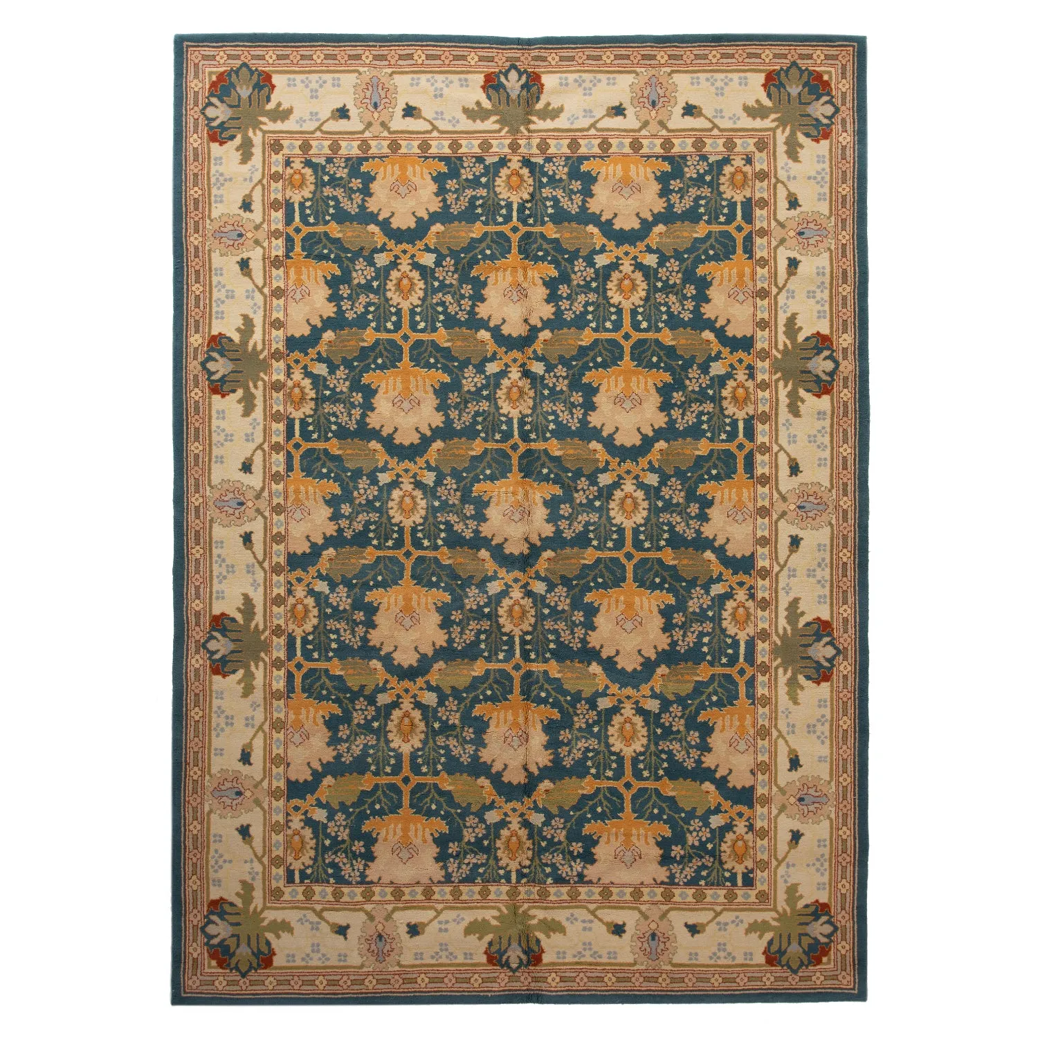 Blue Traditional Wool Rug - 9' x 12'7"