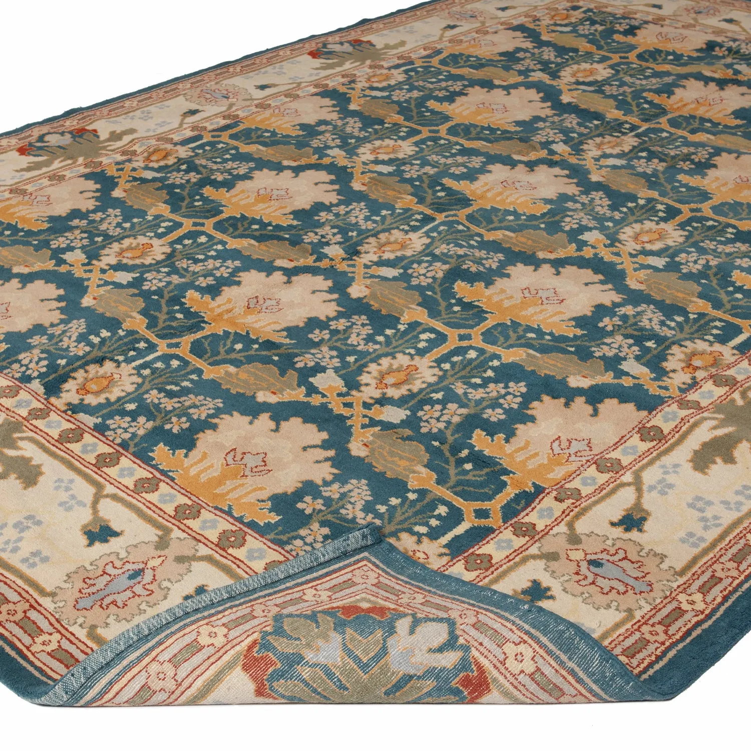 Blue Traditional Wool Rug - 9' x 12'7"