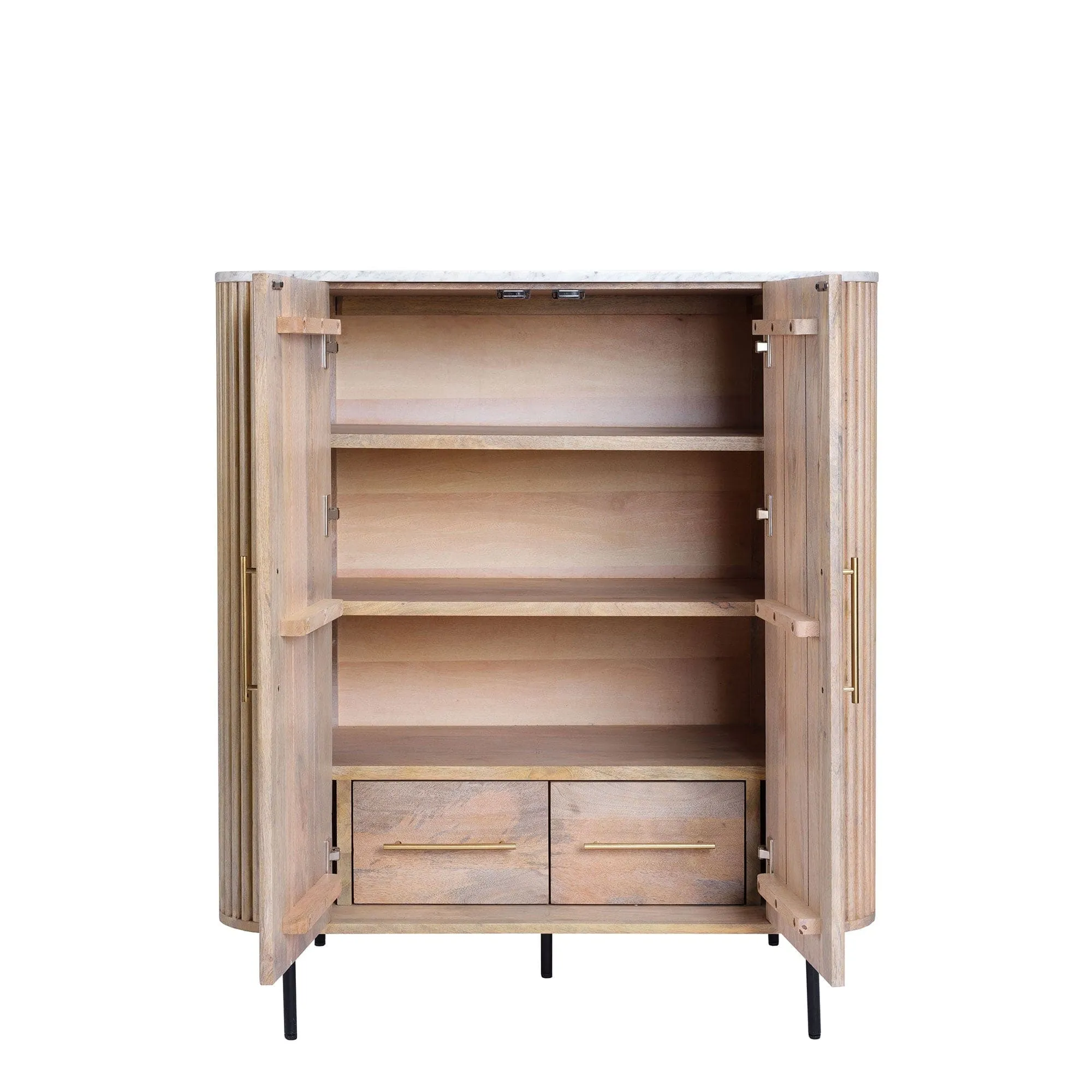 Bombay - 2 Door Highboard with Marble Top