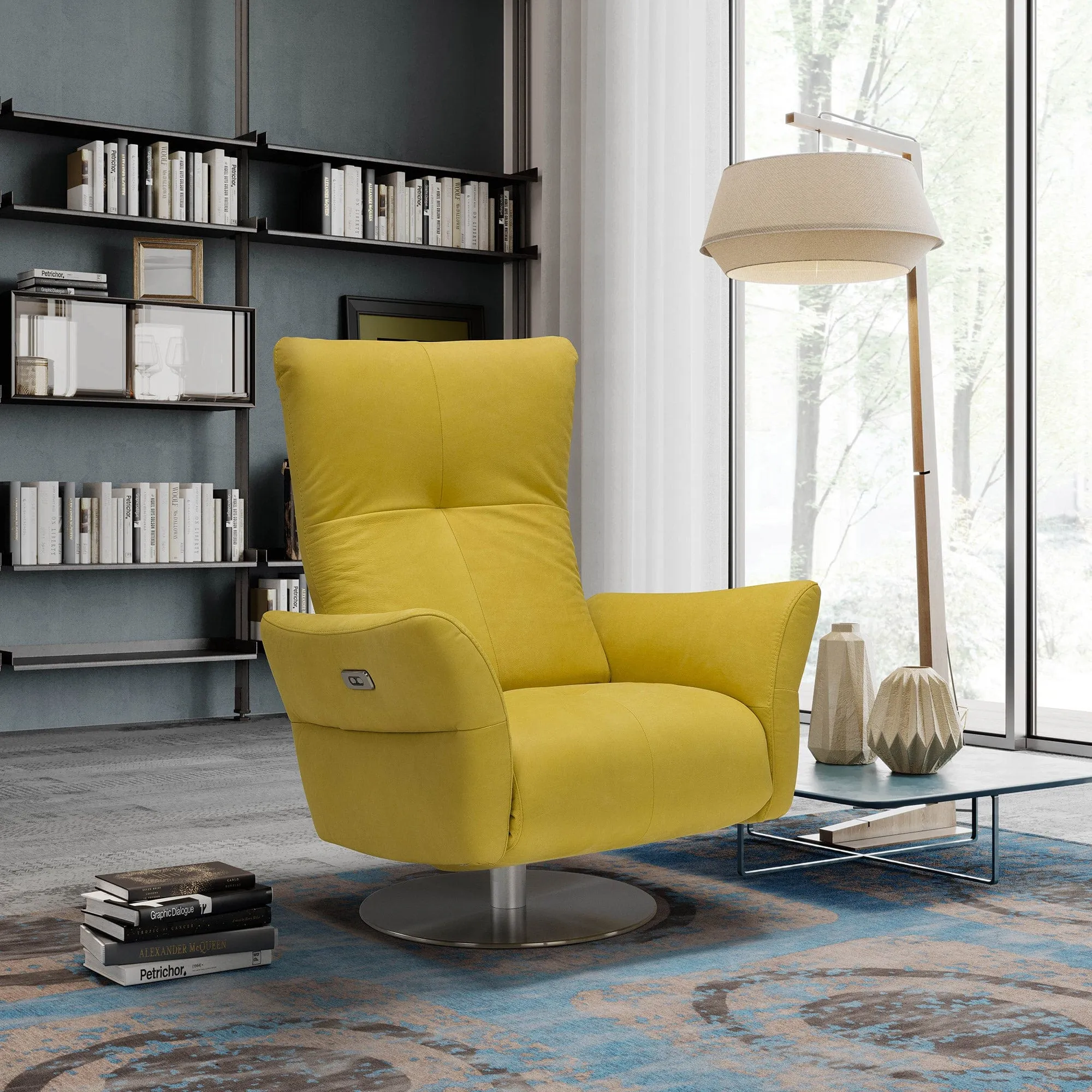 Brescia - Swivel Accent Power Recliner Chair In Fabric