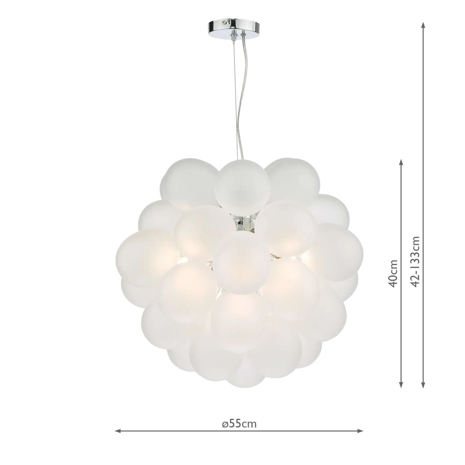 BUB0602 Bubbles 6 Light Pendant Polished Chrome & Frosted Glass