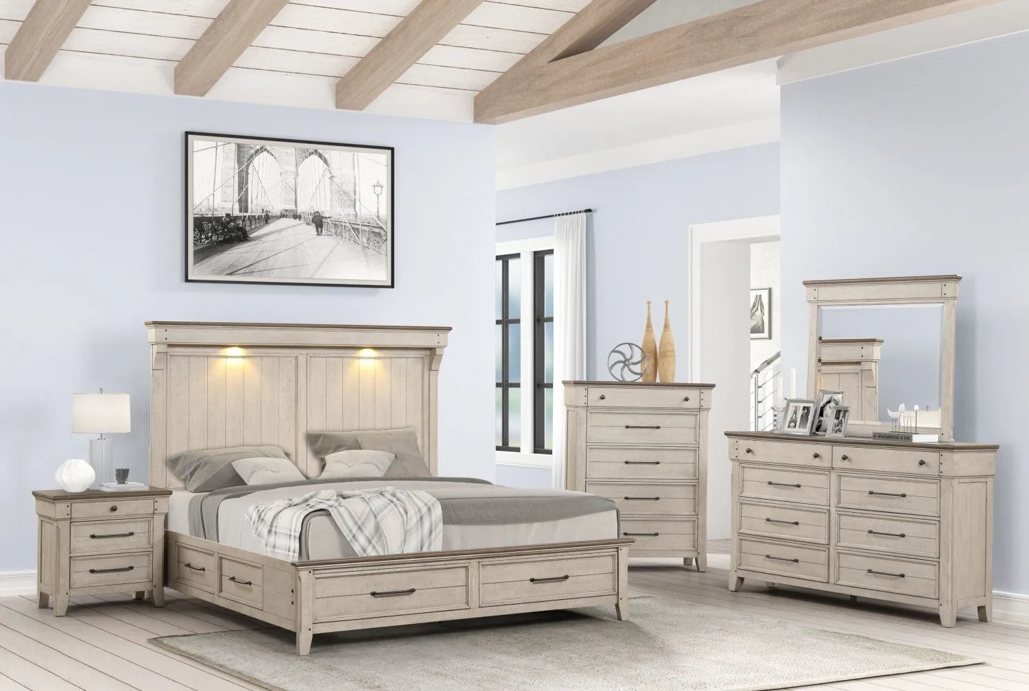 Bungalow Mirror - Brown, Light Grey