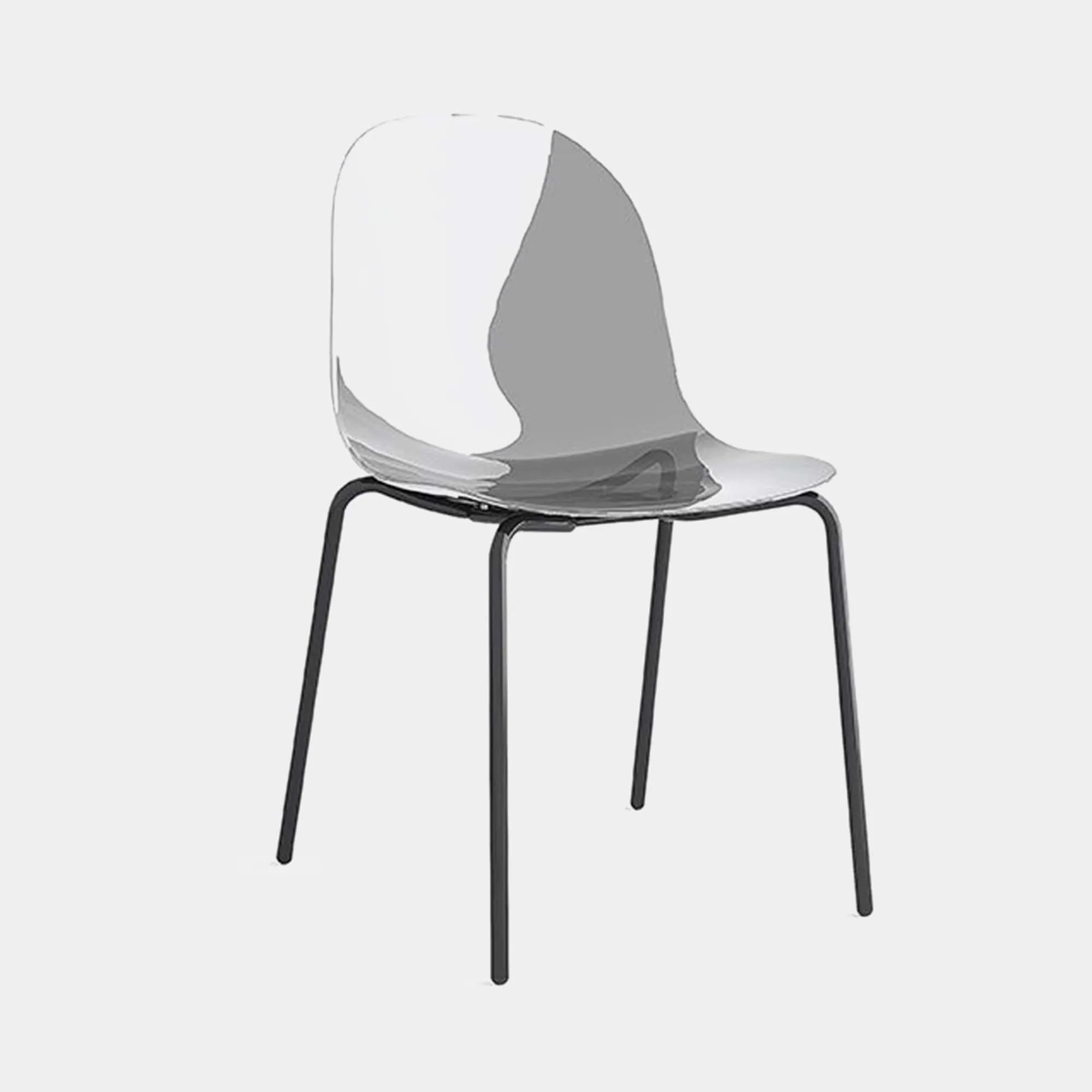 Calligaris Academy - Dining Chair In P266 Transparent Smoke Grey & P15 Matt Black Leg