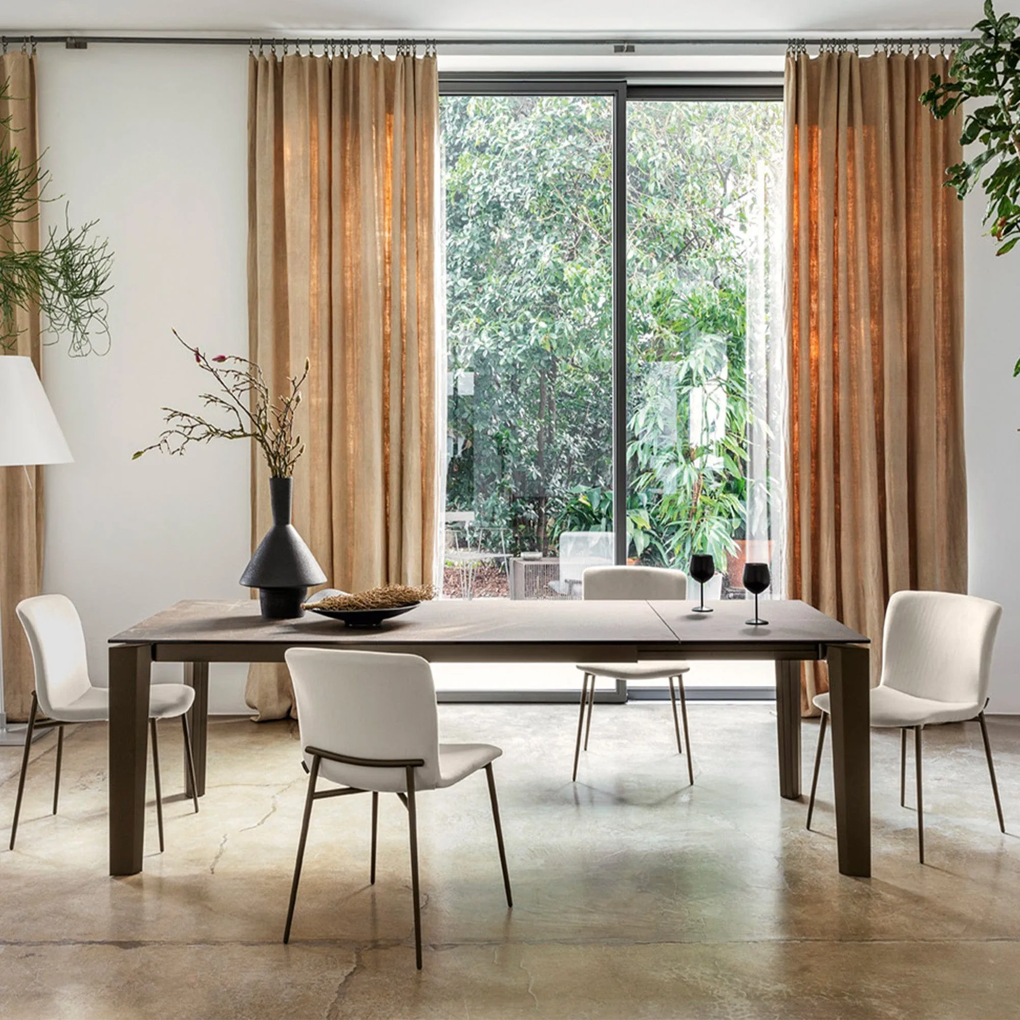 Calligaris Delta - Extending Dining Table In White Marble Ceramic