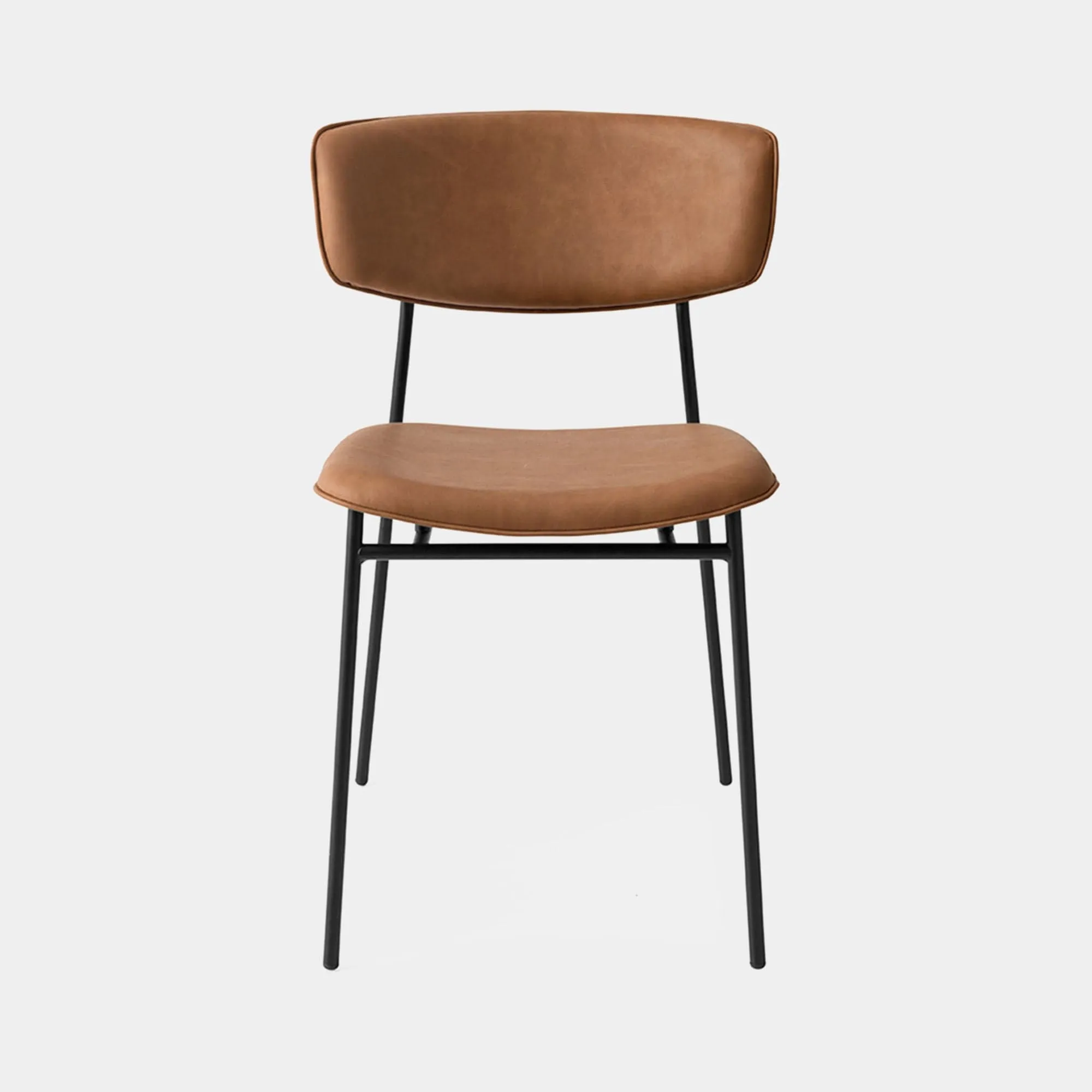 Calligaris Fifties - Dining Chair In S0B Tobacco Fabric & P15 Matt Black Frame
