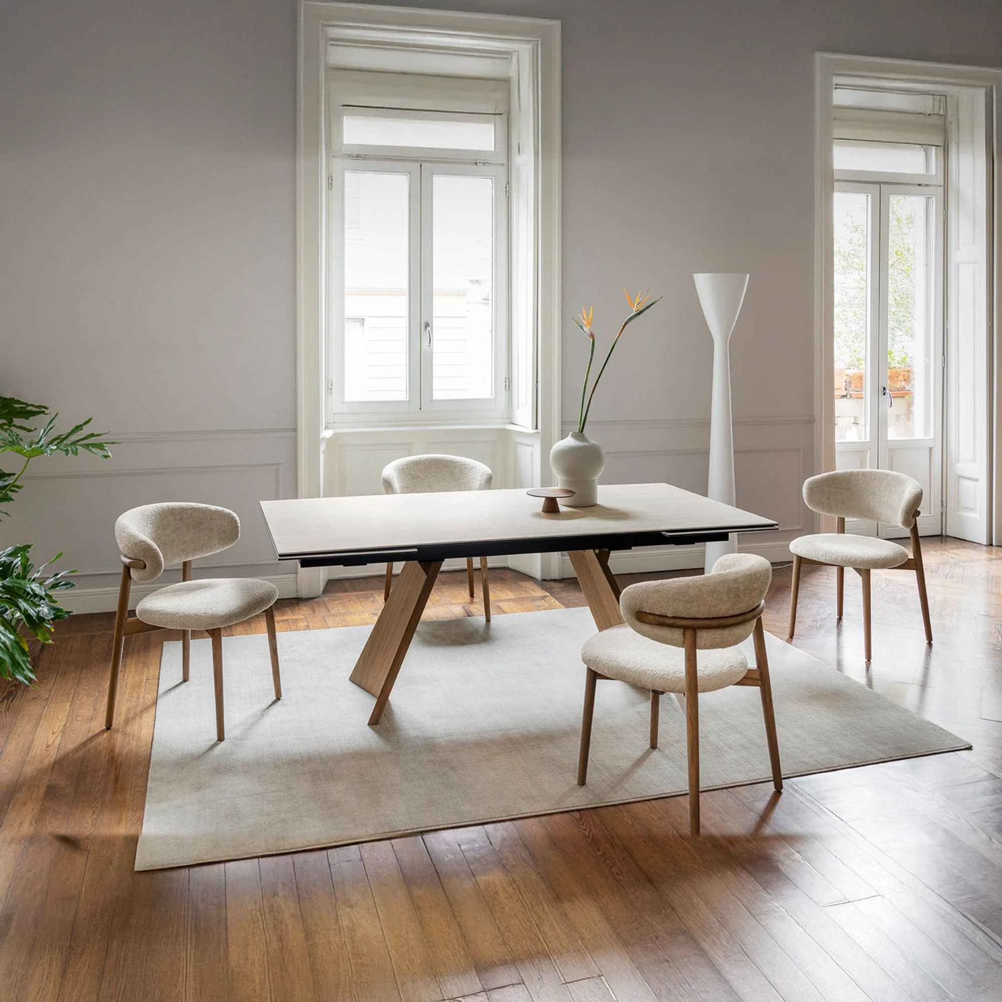 Calligaris Icaro - 160cm Extending Dining Table In Salt White Ceramic