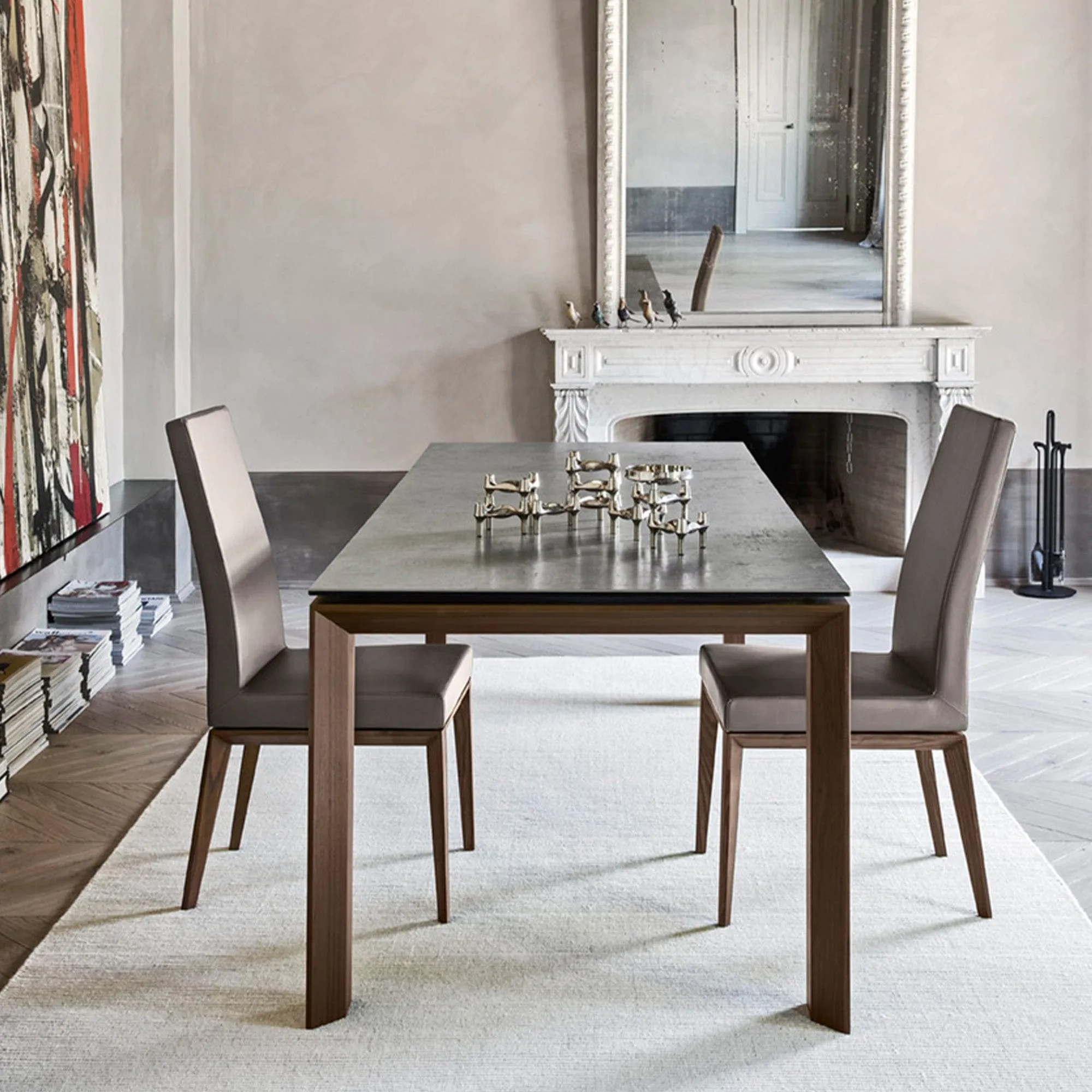 Calligaris Omnia - 160cm Extending Dining Table In P1C Cement Grey Ceramic