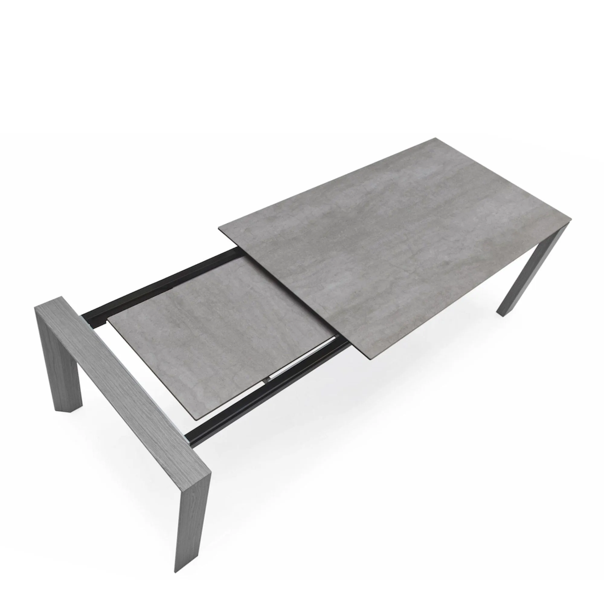 Calligaris Omnia - 160cm Extending Dining Table In P1C Cement Grey Ceramic