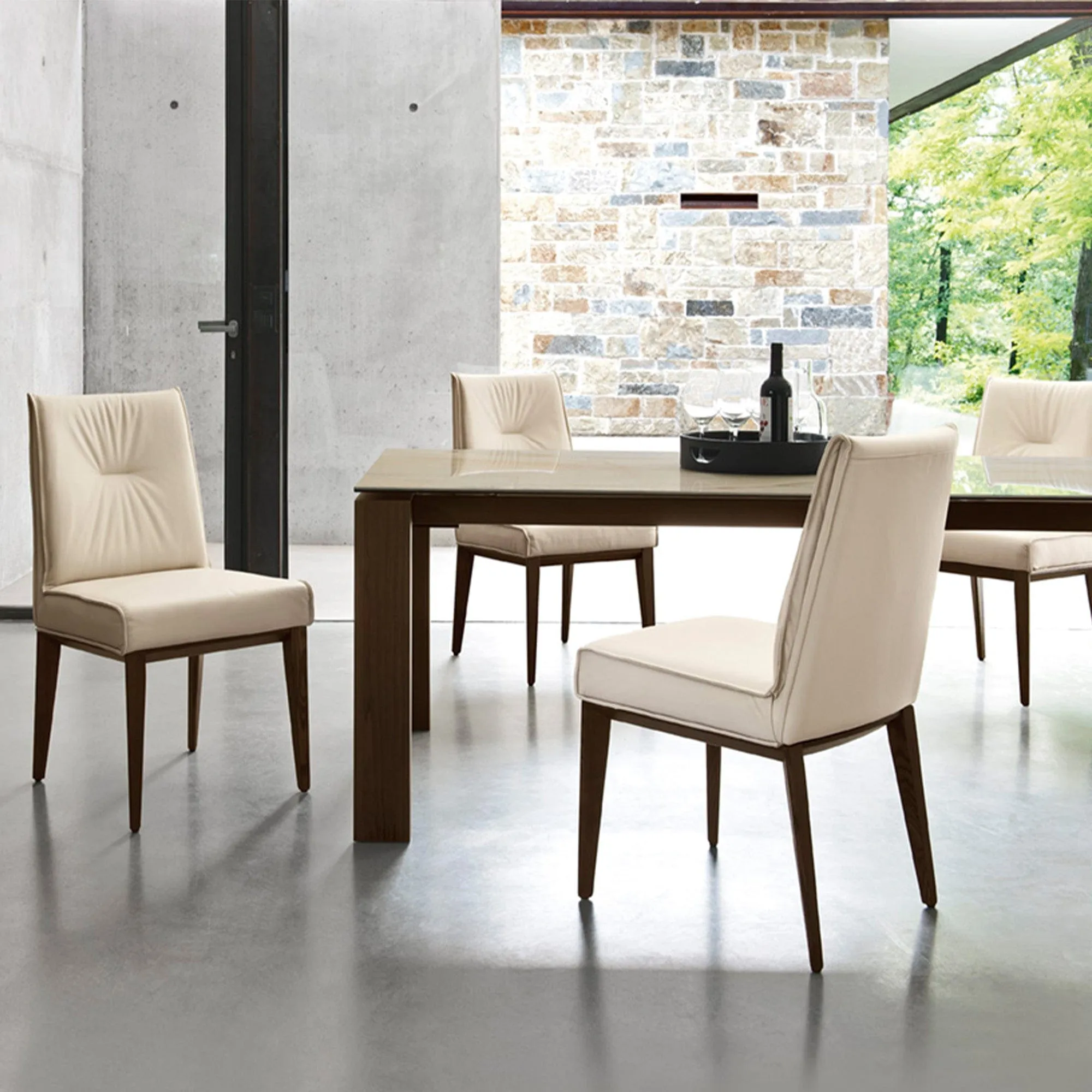 Calligaris Romy - Dining Chair In S0C Ebony Fabric & P15 Matt Black Frame