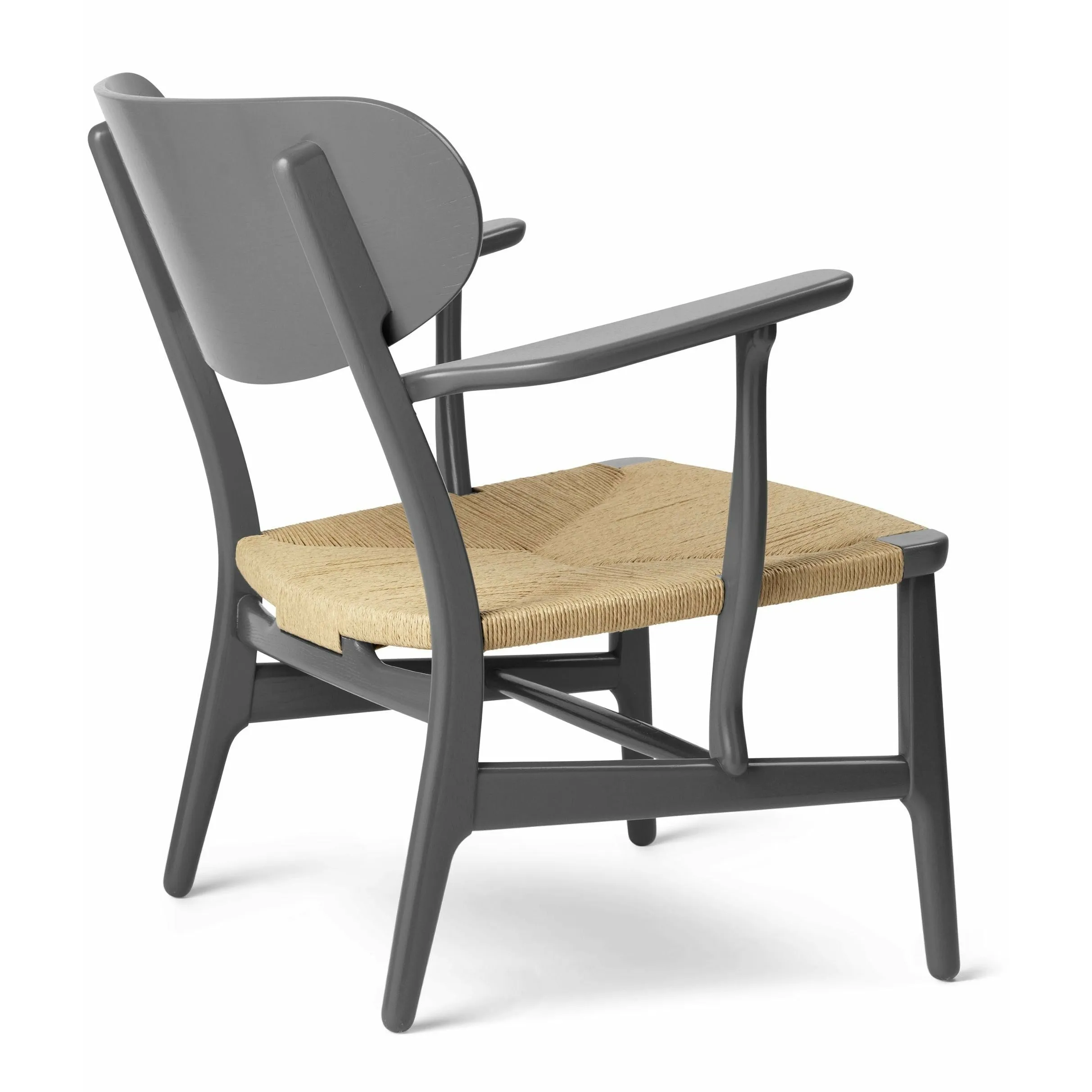 Carl Hansen Ch22 Lounge Chair Oak, Slate Brown/Natural Wicker