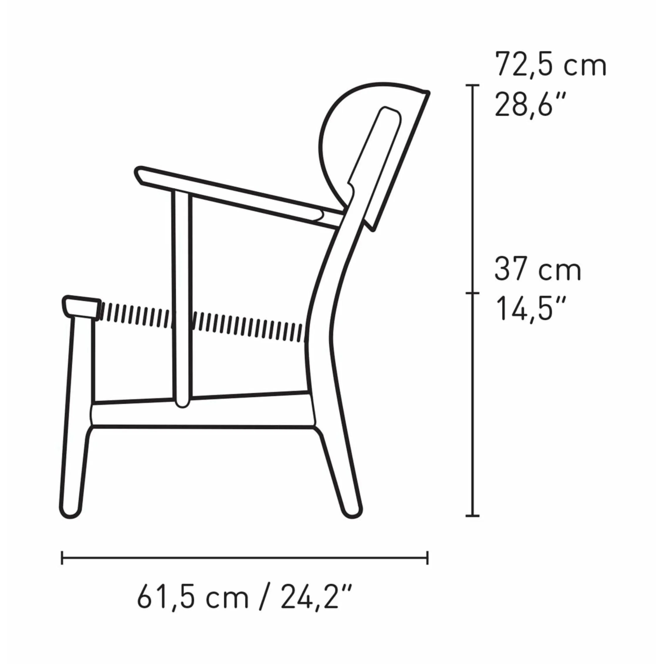 Carl Hansen Ch22 Lounge Chair Oak, Slate Brown/Natural Wicker