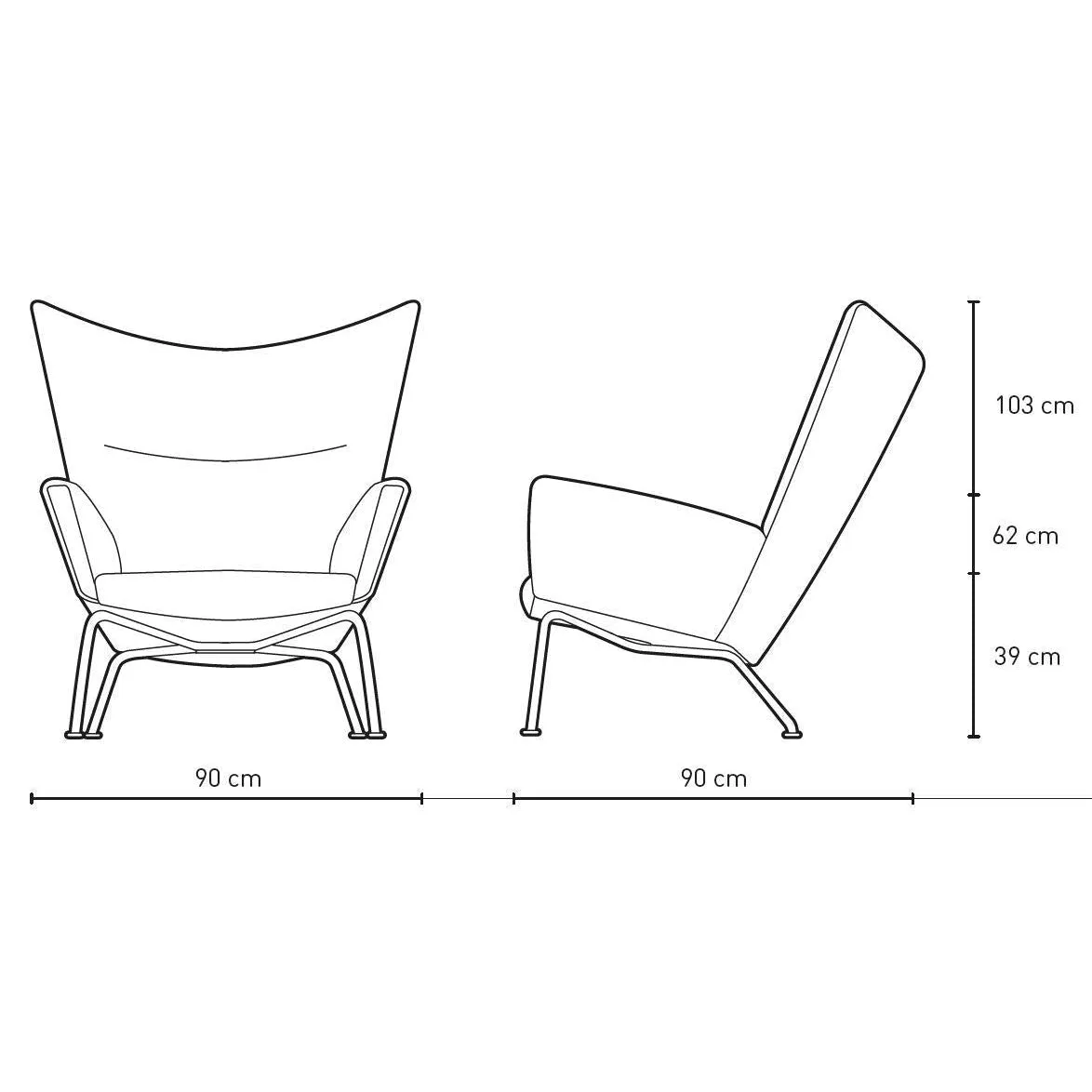 Carl Hansen Ch445 Wing Chair, Steel, Light Gray Fabric