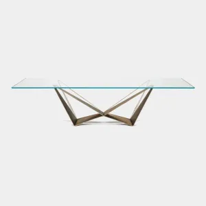 Cattelan Italia Skorpio - Dining Table In Clear Glass & Brushed Bronze Base