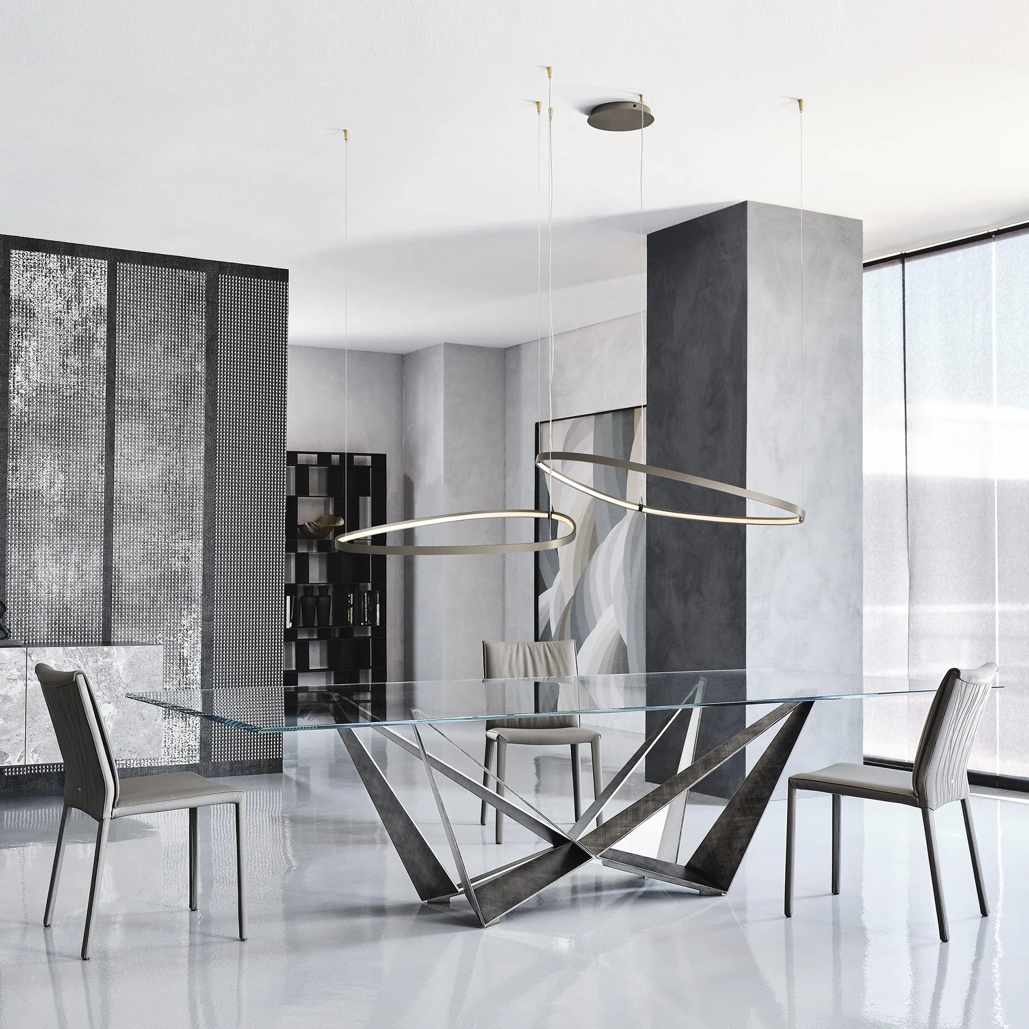 Cattelan Italia Skorpio - Dining Table In Clear Glass & Graphite Base
