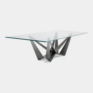 Cattelan Italia Skorpio - Dining Table In Clear Glass & Graphite Base