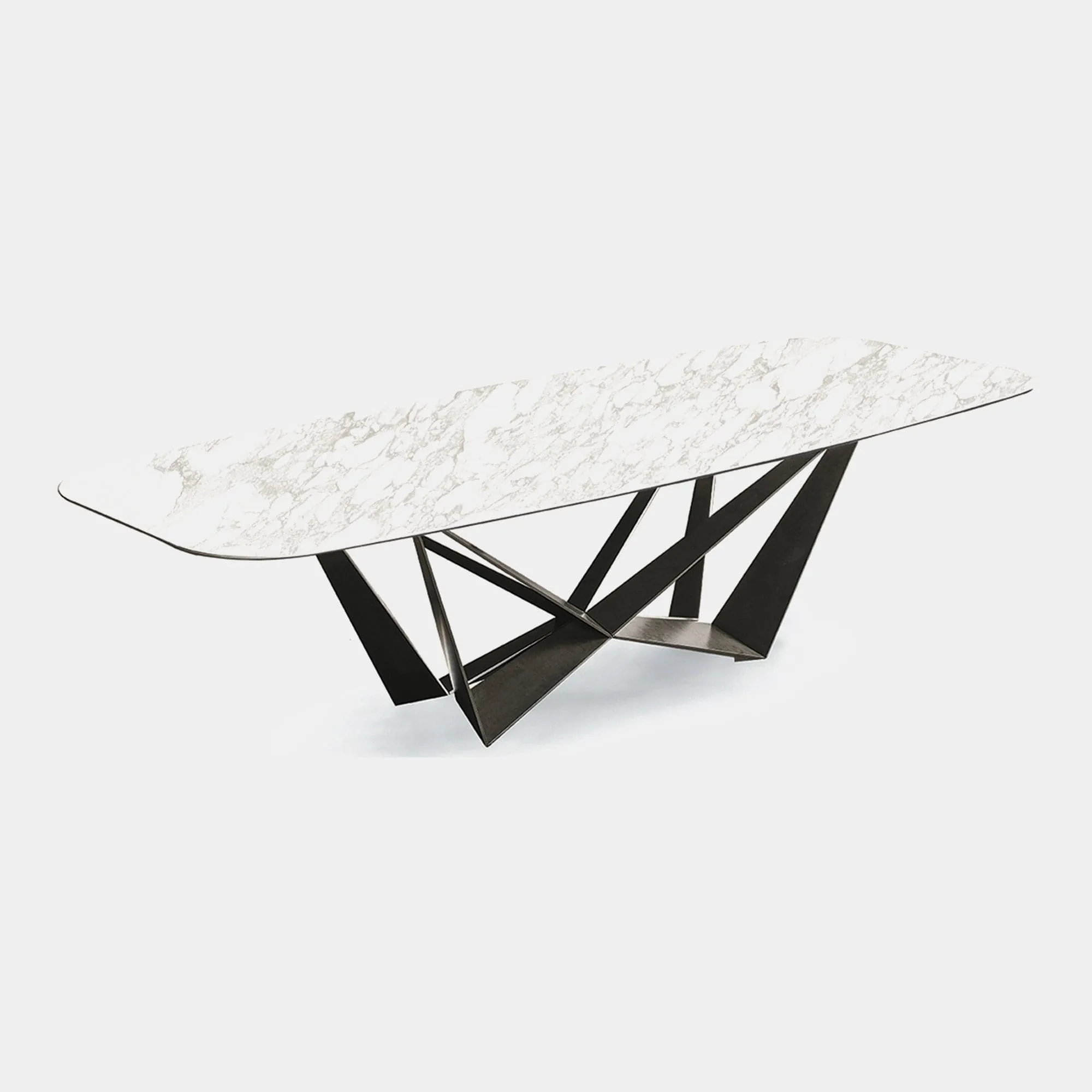 Cattelan Italia Skorpio - Dining Table In Keramik Calacatta & Graphite Steel Base