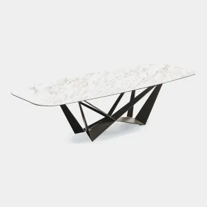 Cattelan Italia Skorpio - Dining Table In Keramik Calacatta & Graphite Steel Base