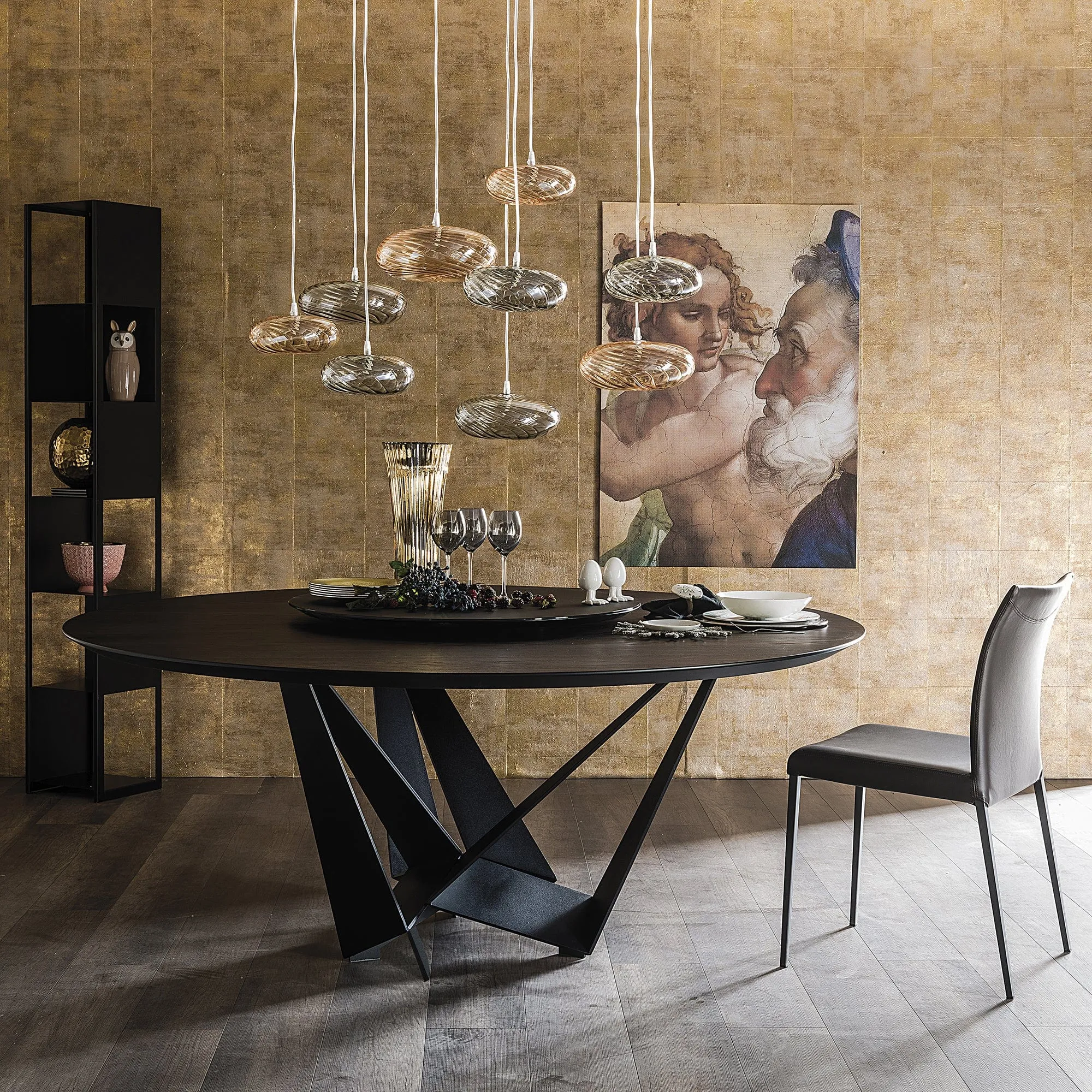 Cattelan Italia Skorpio - Round Dining Table In Canaletto Walnut