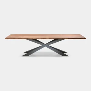 Cattelan Italia Spyder - Dining Table In Wood Walnut Canaletto & Matt Graphite Base