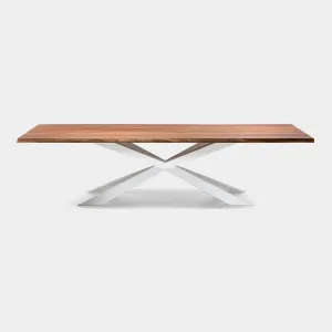 Cattelan Italia Spyder - Dining Table In Wood Walnut Canaletto & Stainless Steel Base