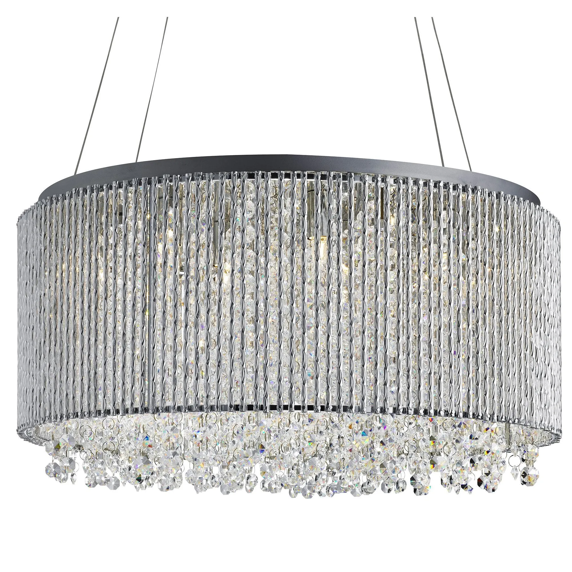 Chrome 8 Light Crystal Suspended Light