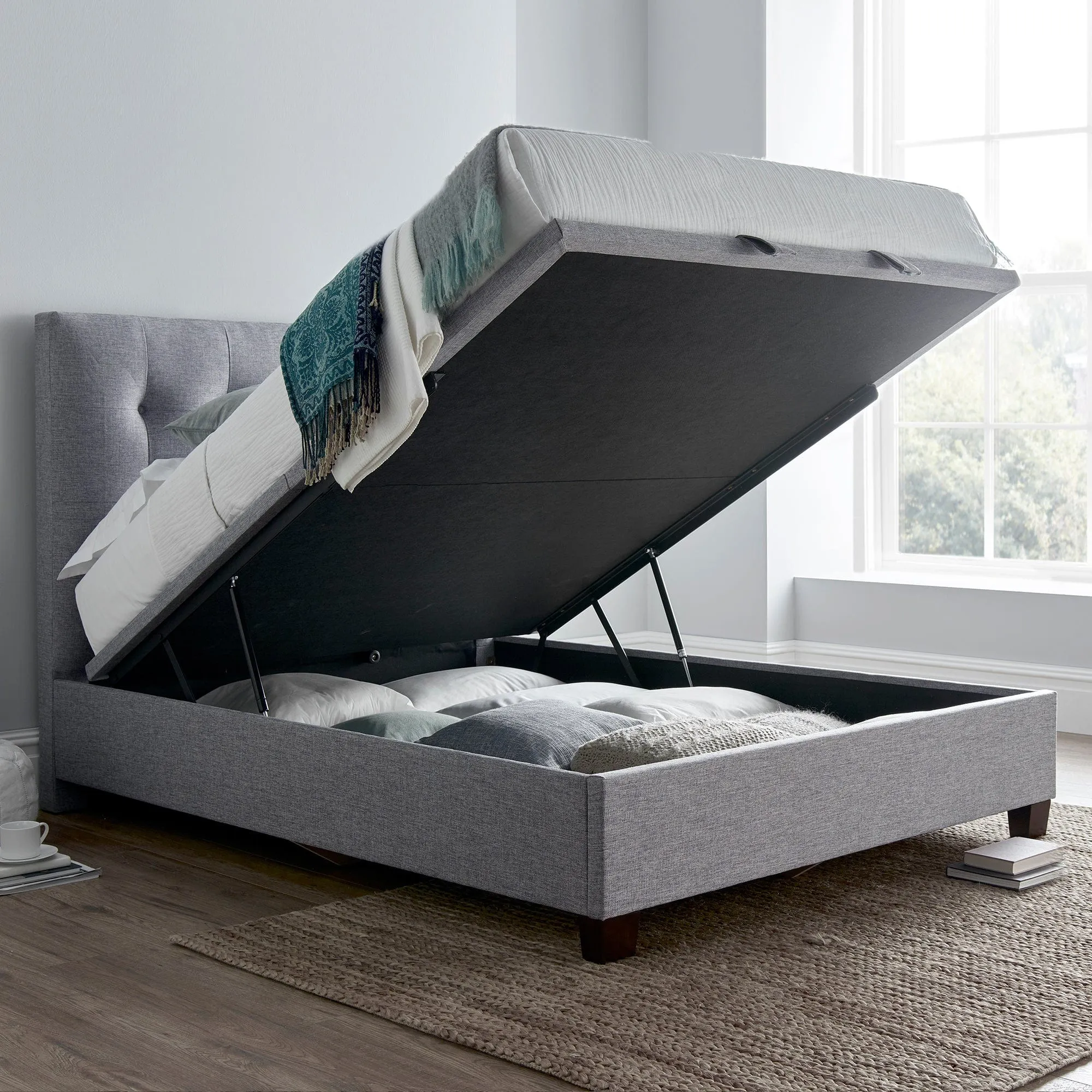 Claydon - Ottoman Bed Frame In Marbella Grey