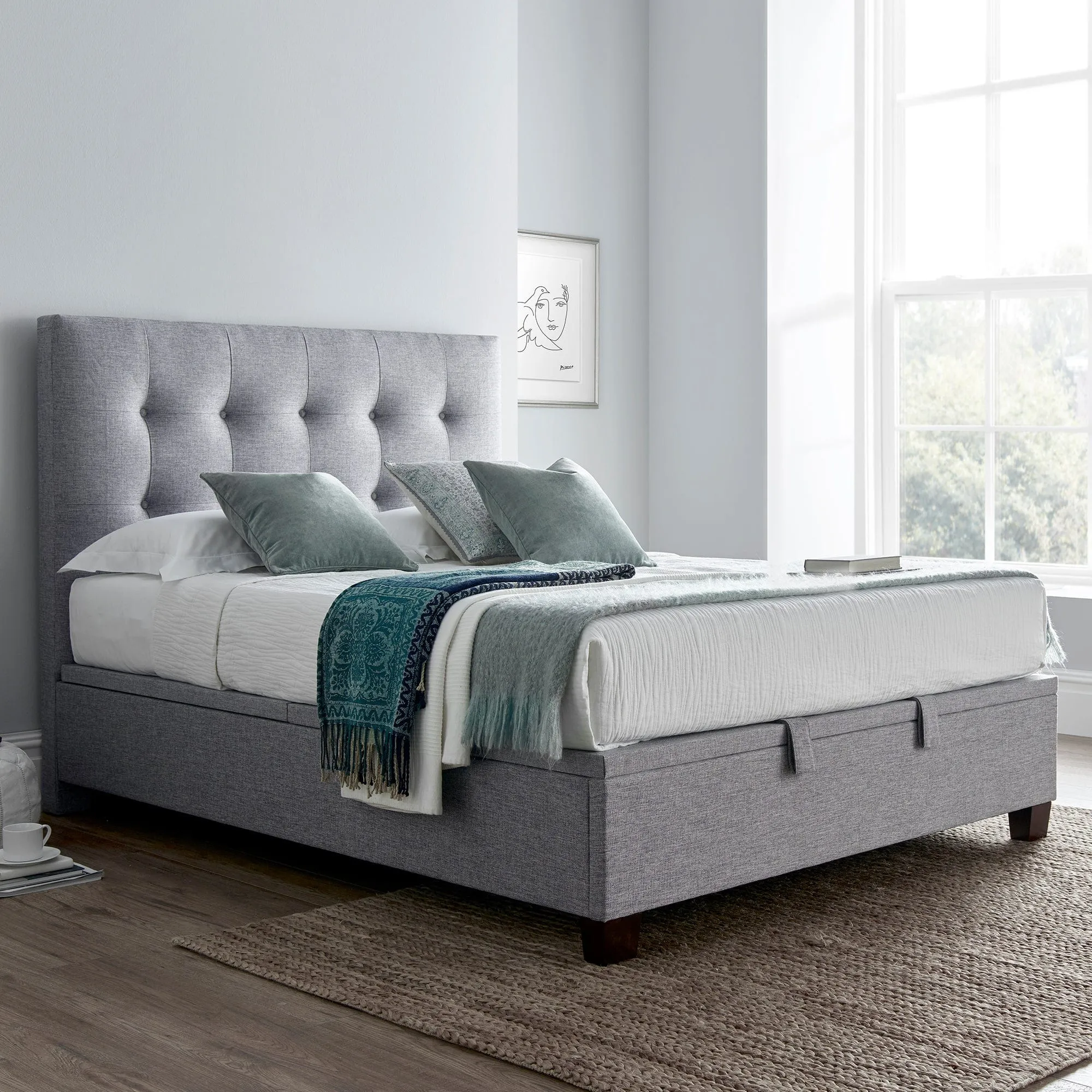 Claydon - Ottoman Bed Frame In Marbella Grey